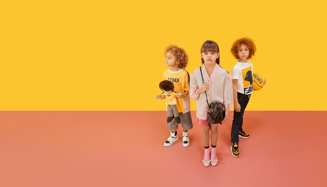 FF suede and leather-trimmed sneakers | Fendi Kids