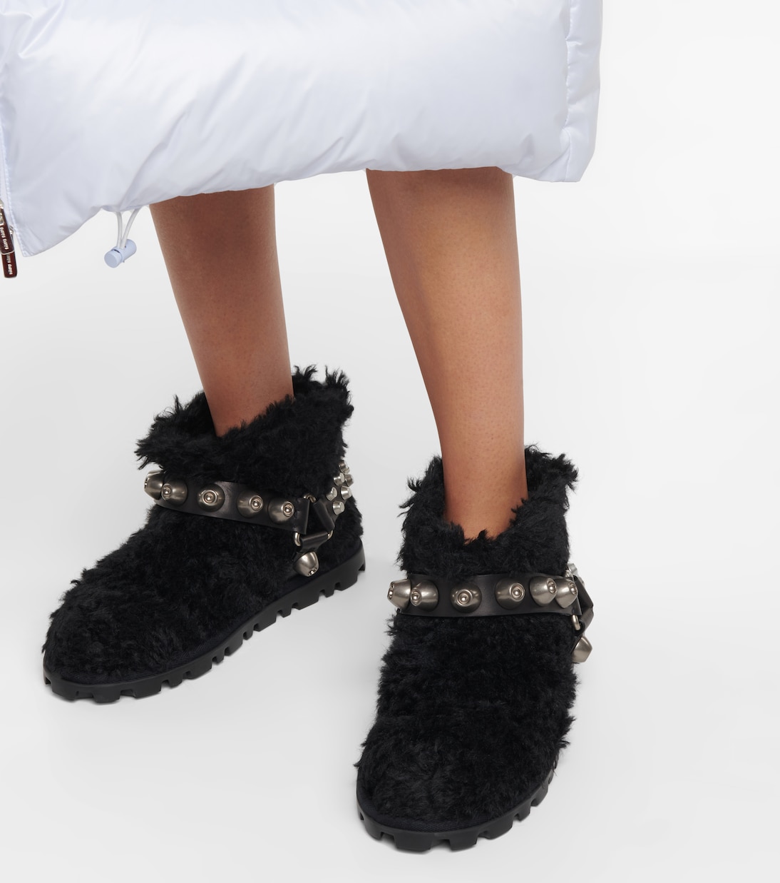 Verzierte Ankle Boots aus Shearling | Miu Miu