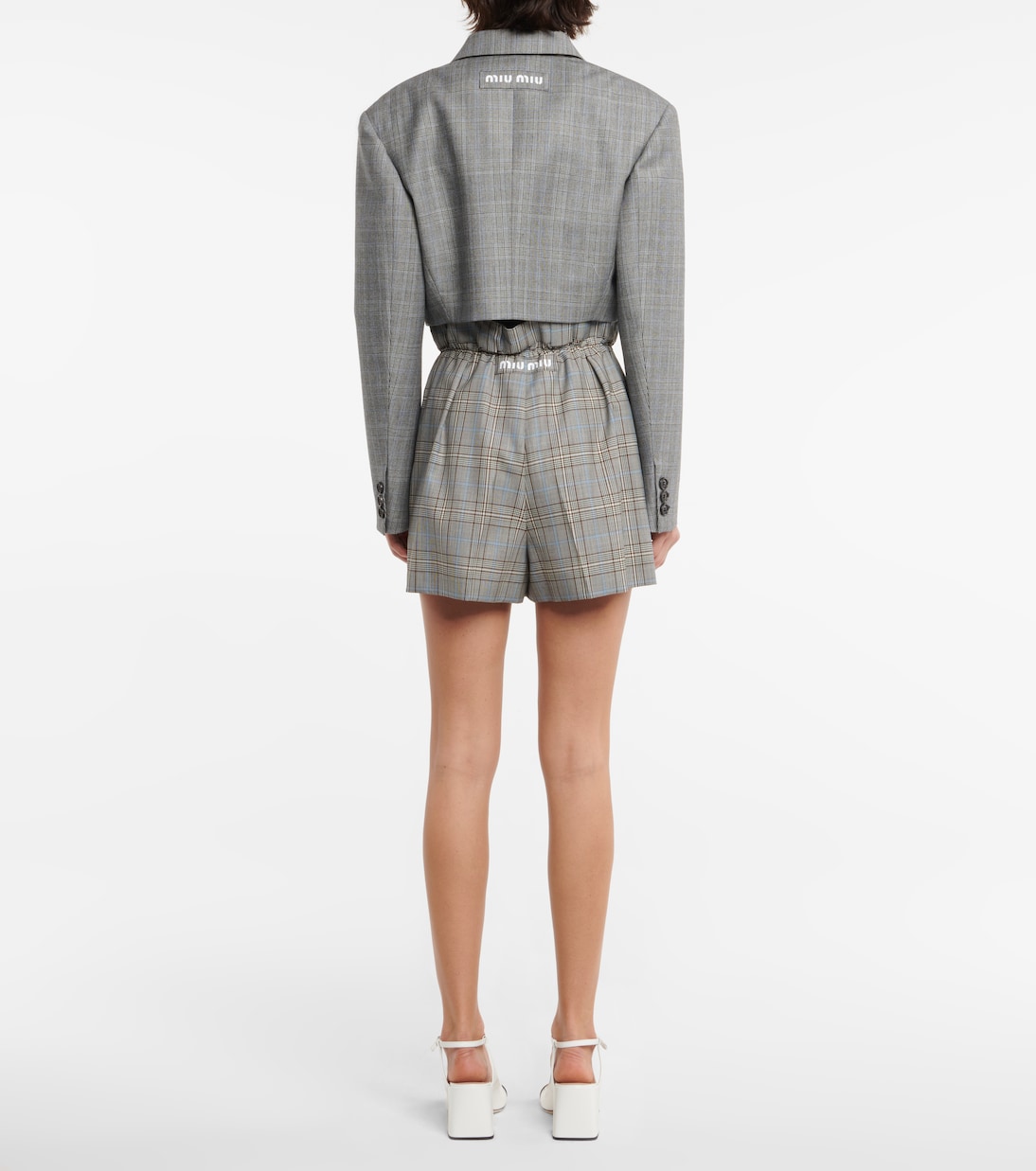Virgin wool paperbag shorts | Miu Miu