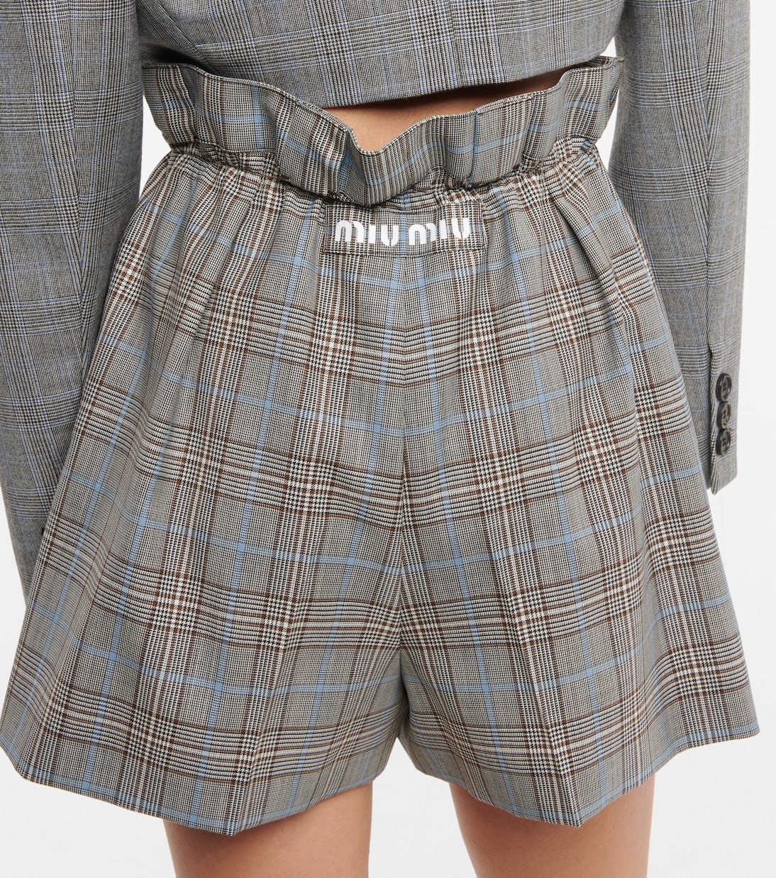 Virgin wool paperbag shorts | Miu Miu