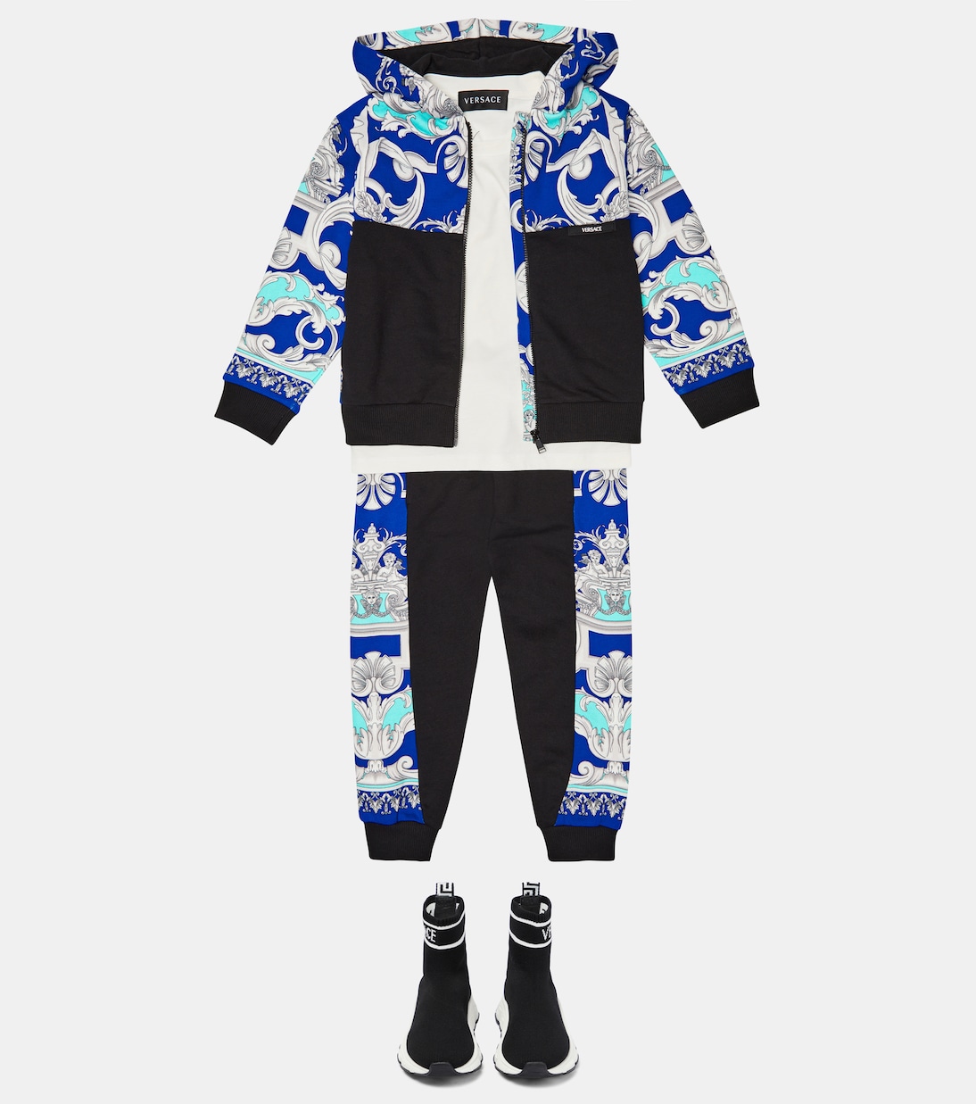 Printed zipped hoodie and sweatpants set | Versace Kids