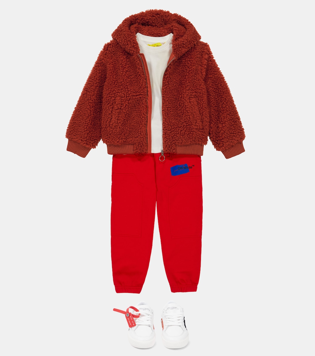 Logo faux shearling hoodie | Off-White Kids