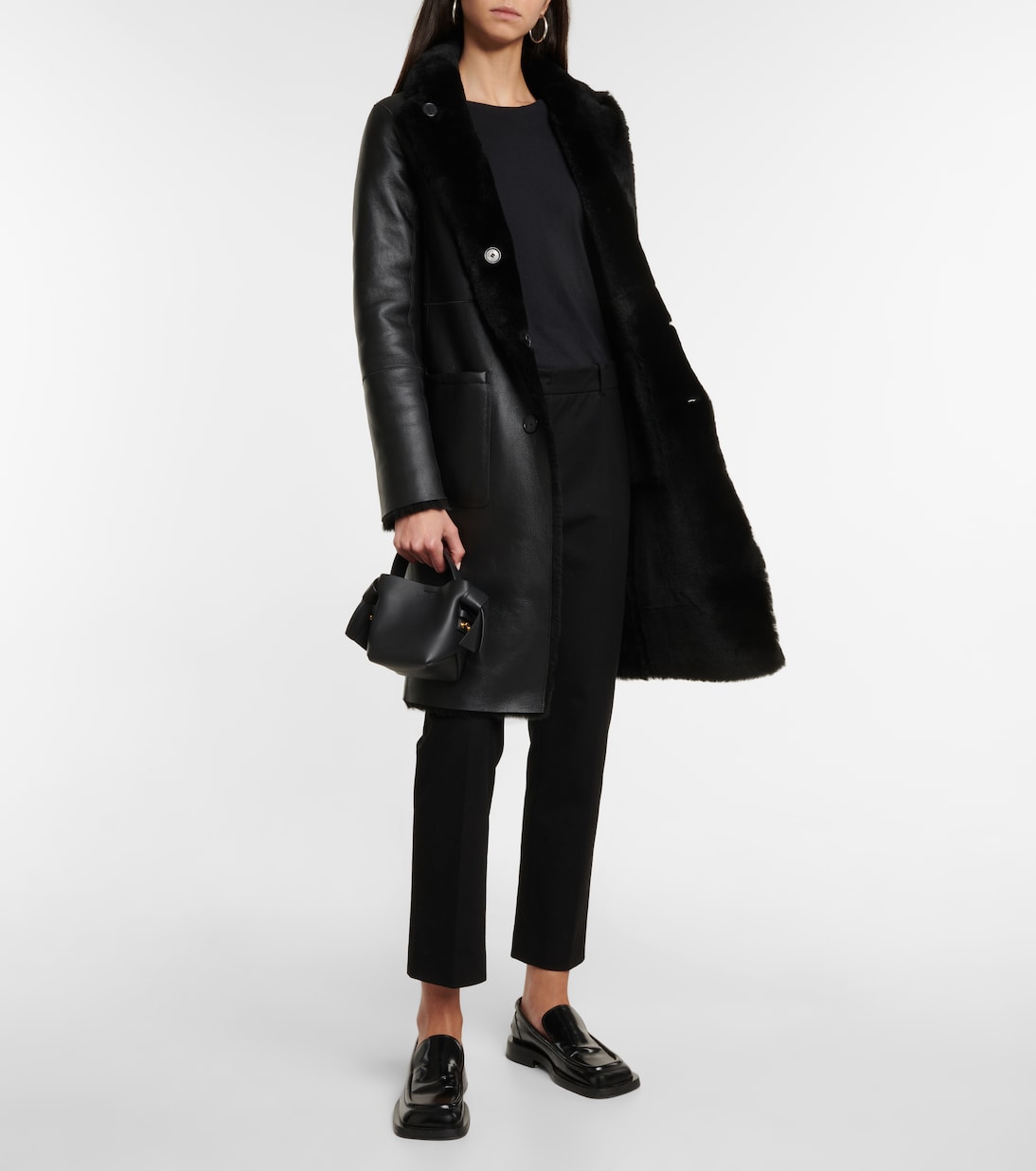 Manteau réversible Britany en cuir et shearling | Joseph