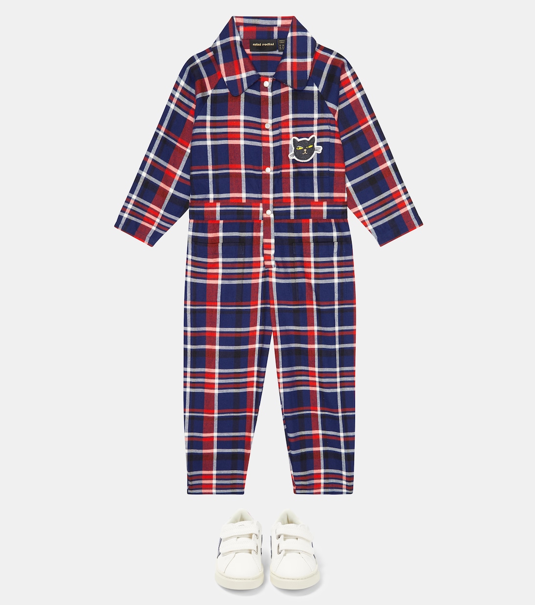 Checked cotton flannel jumpsuit | Mini Rodini