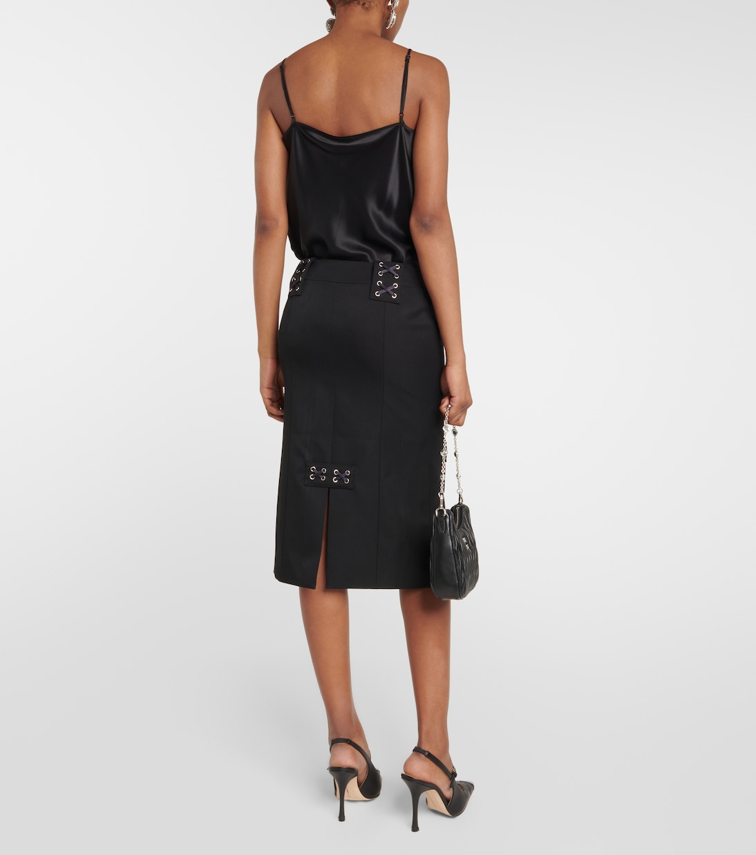 Jupe midi à taille basse à ornements | Alessandra Rich