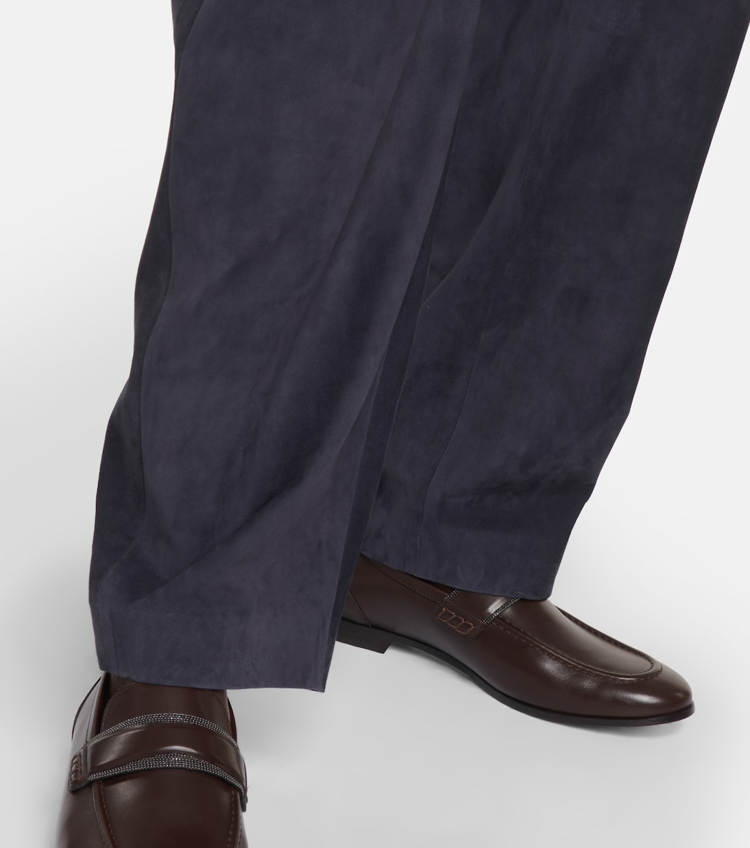 Pantalon à taille haute en daim | Brunello Cucinelli