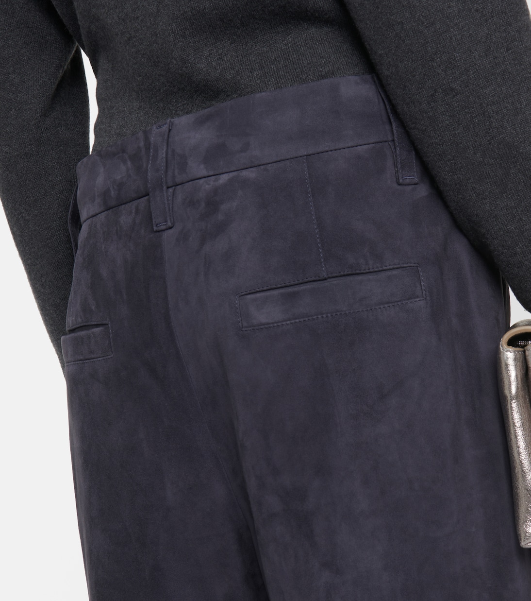 Pantalon à taille haute en daim | Brunello Cucinelli