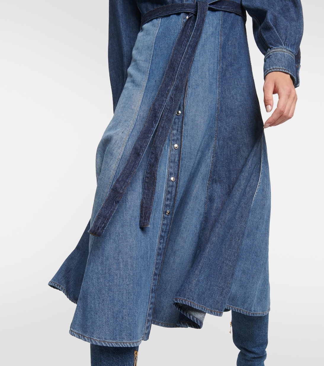 Abito midi di jeans patchwork | Chloé
