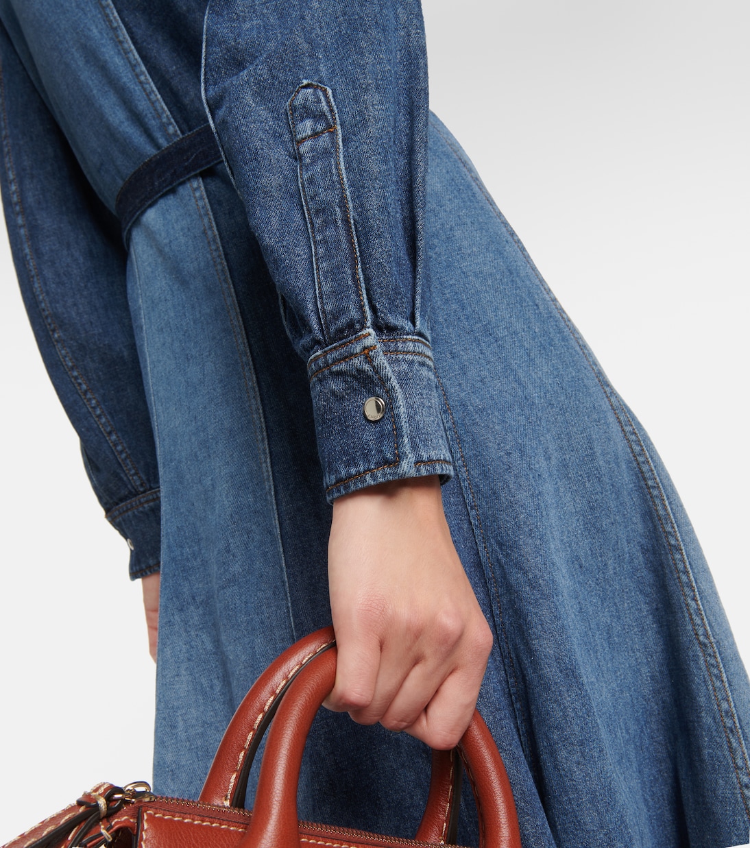 Abito midi di jeans patchwork | Chloé