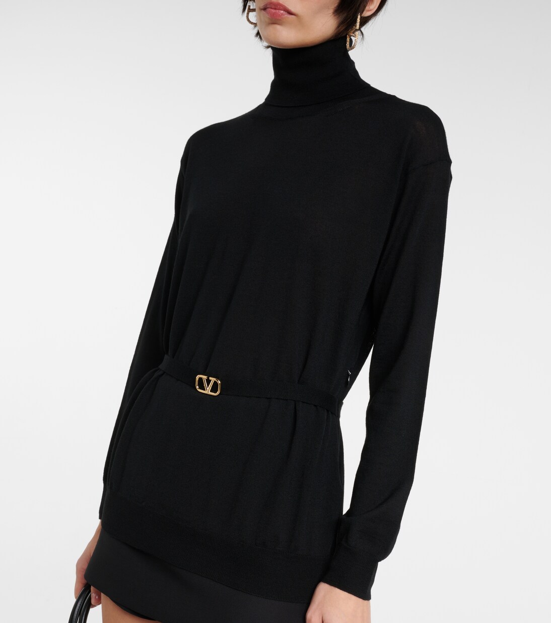 Belted virgin wool turtleneck sweater | Valentino
