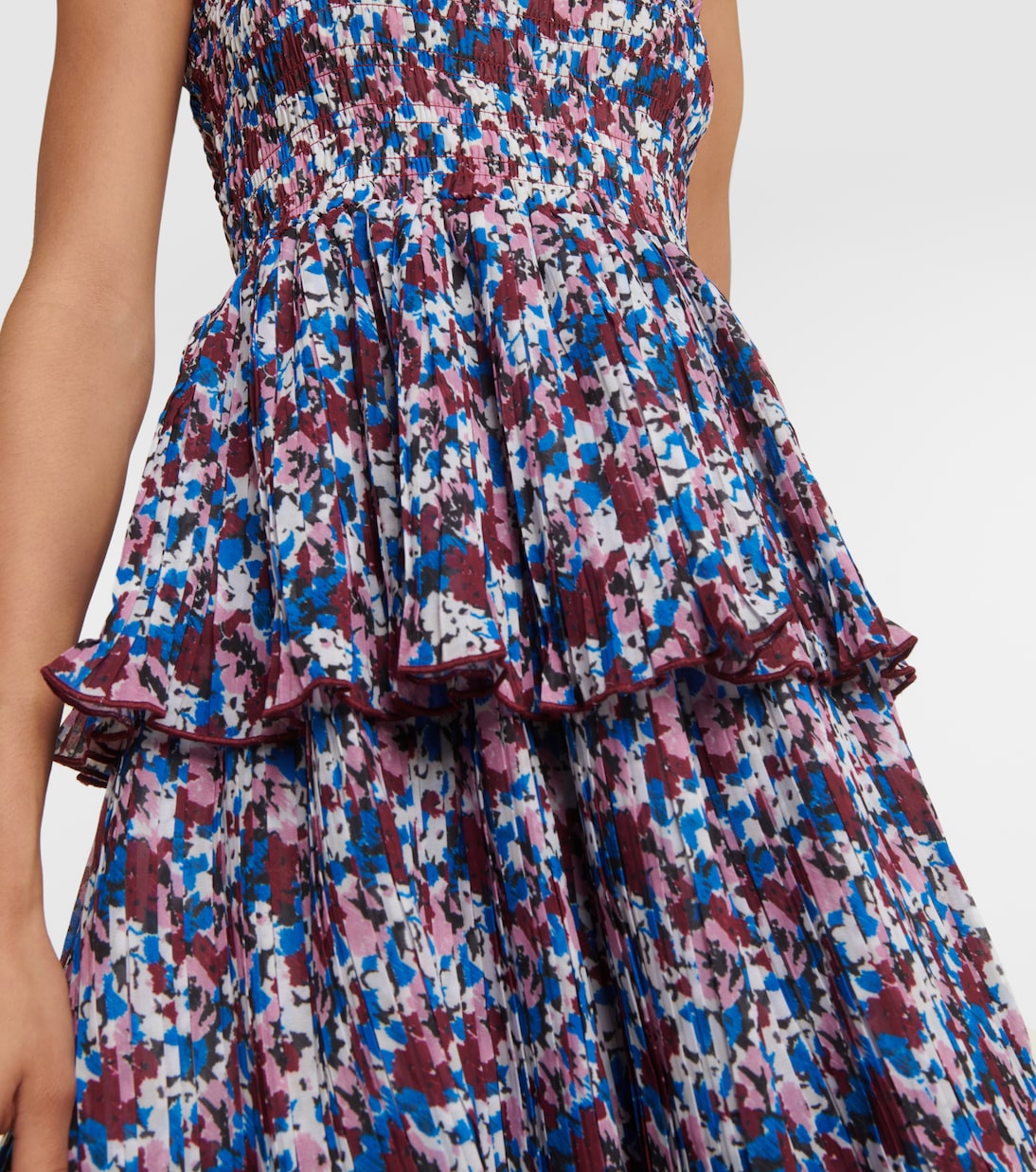 Vestido midi de georgette floral plisado | Ganni