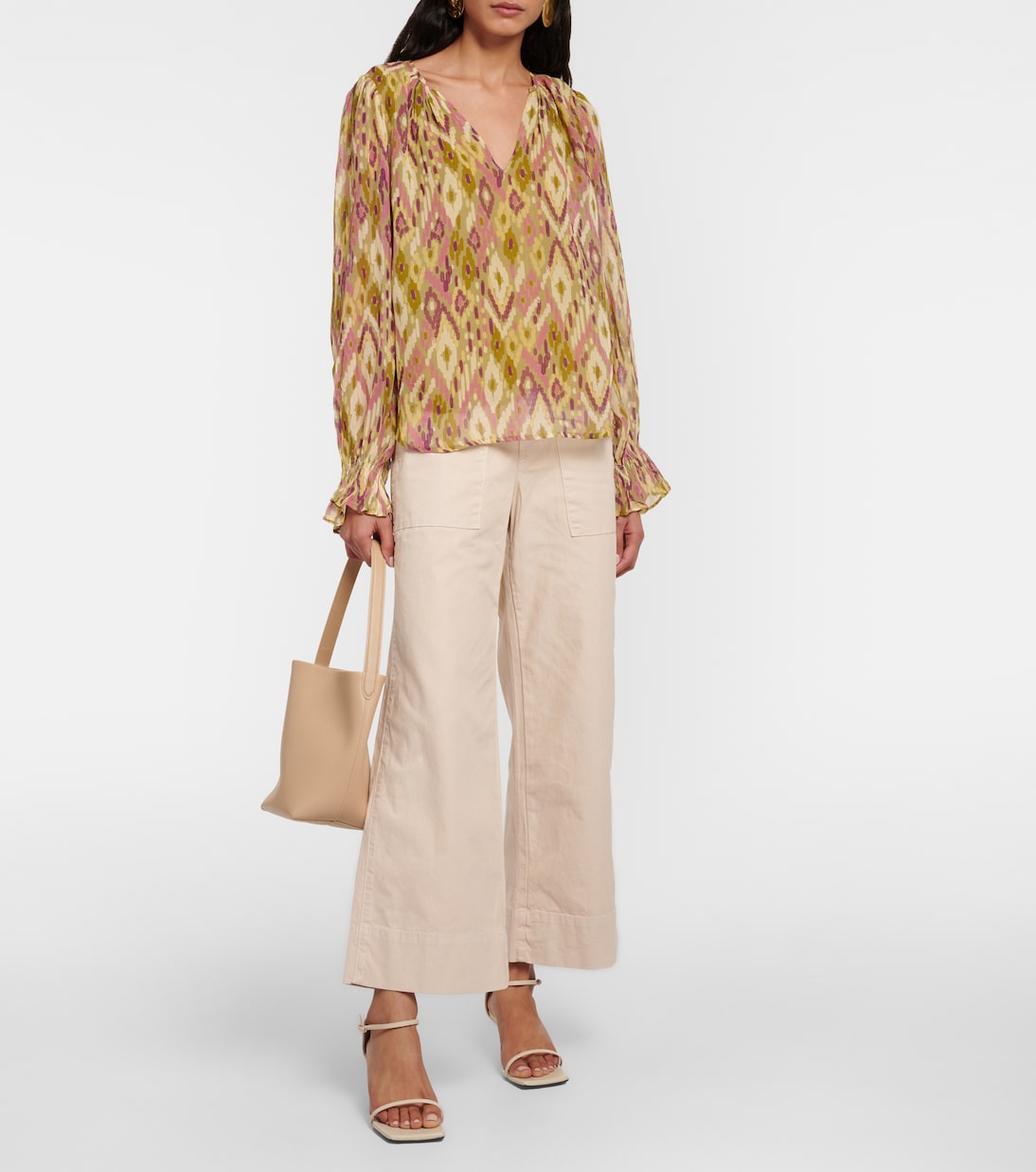Pantaloni cropped a gamba larga Mya in cotone | Velvet