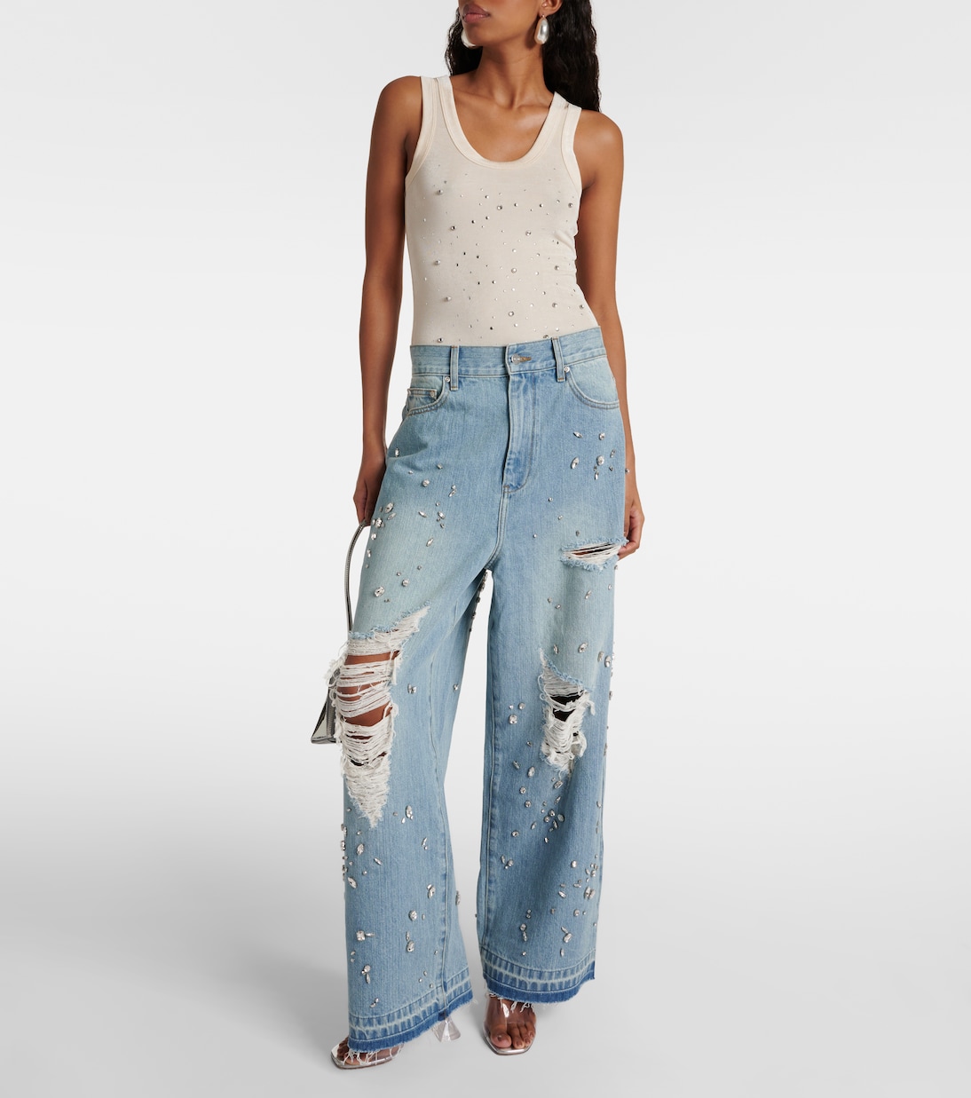 Beaded jersey tank top | Xu Zhi