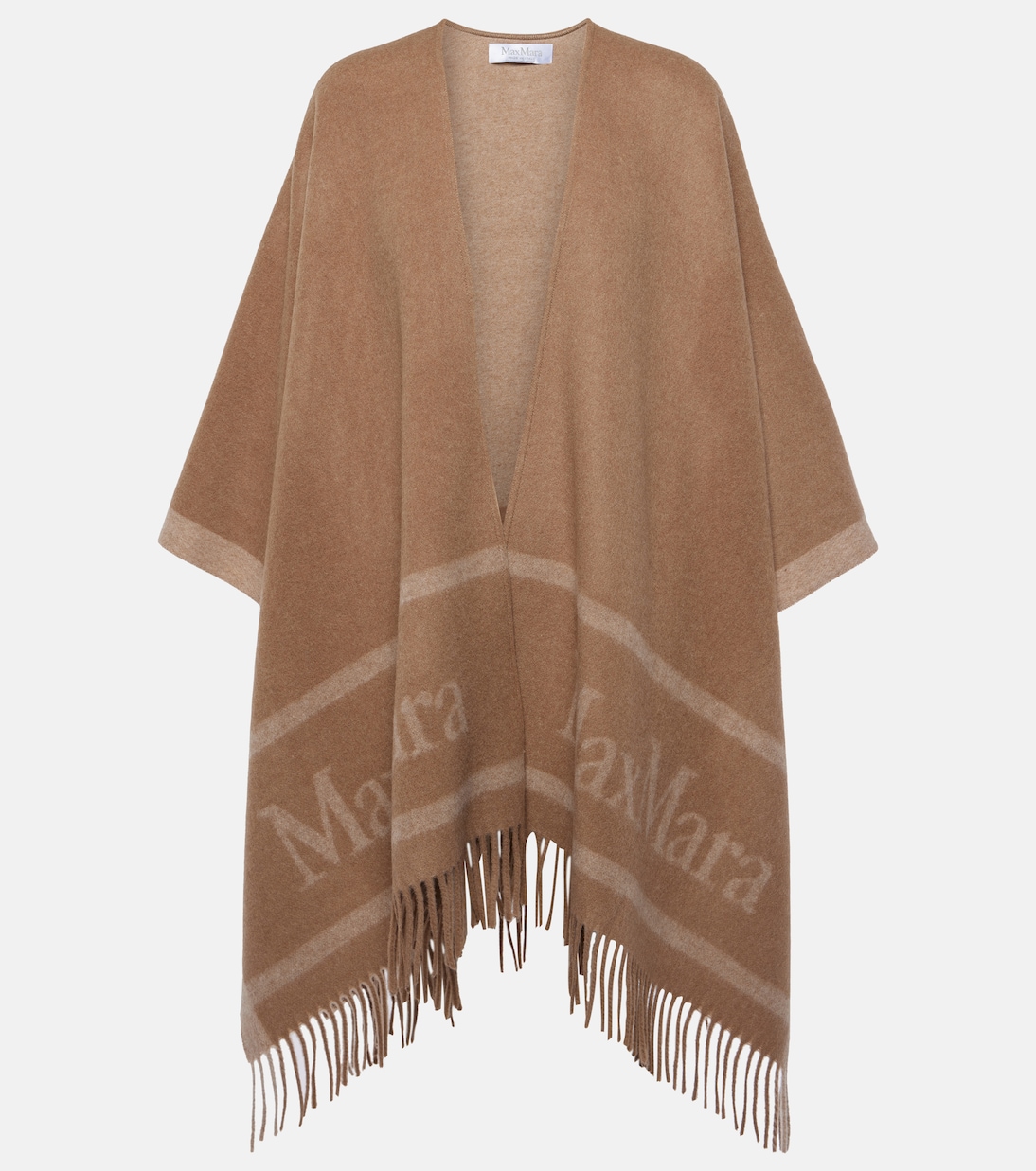 Poncho in jacquard di lana con logo | Max Mara
