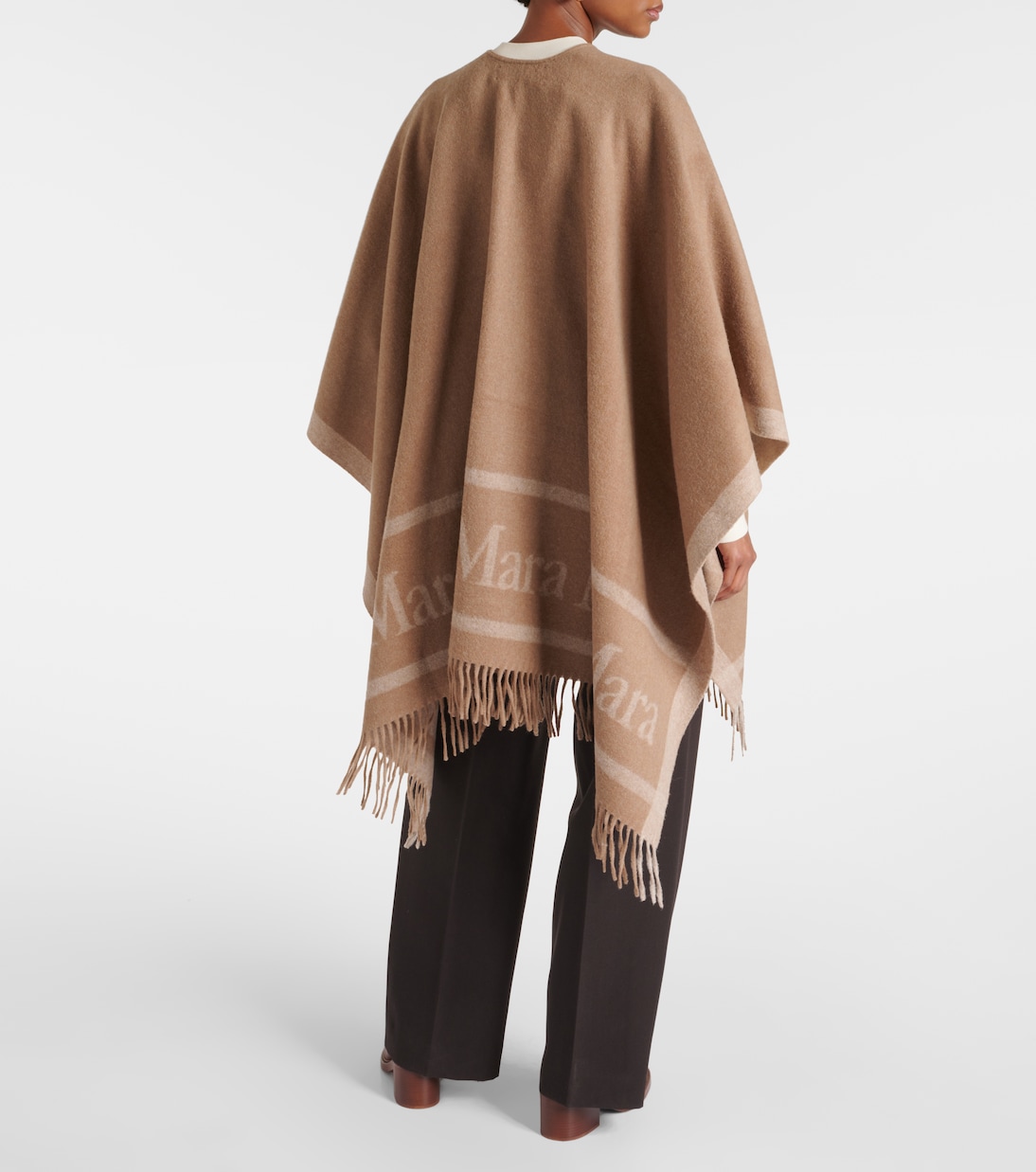 Poncho in jacquard di lana con logo | Max Mara