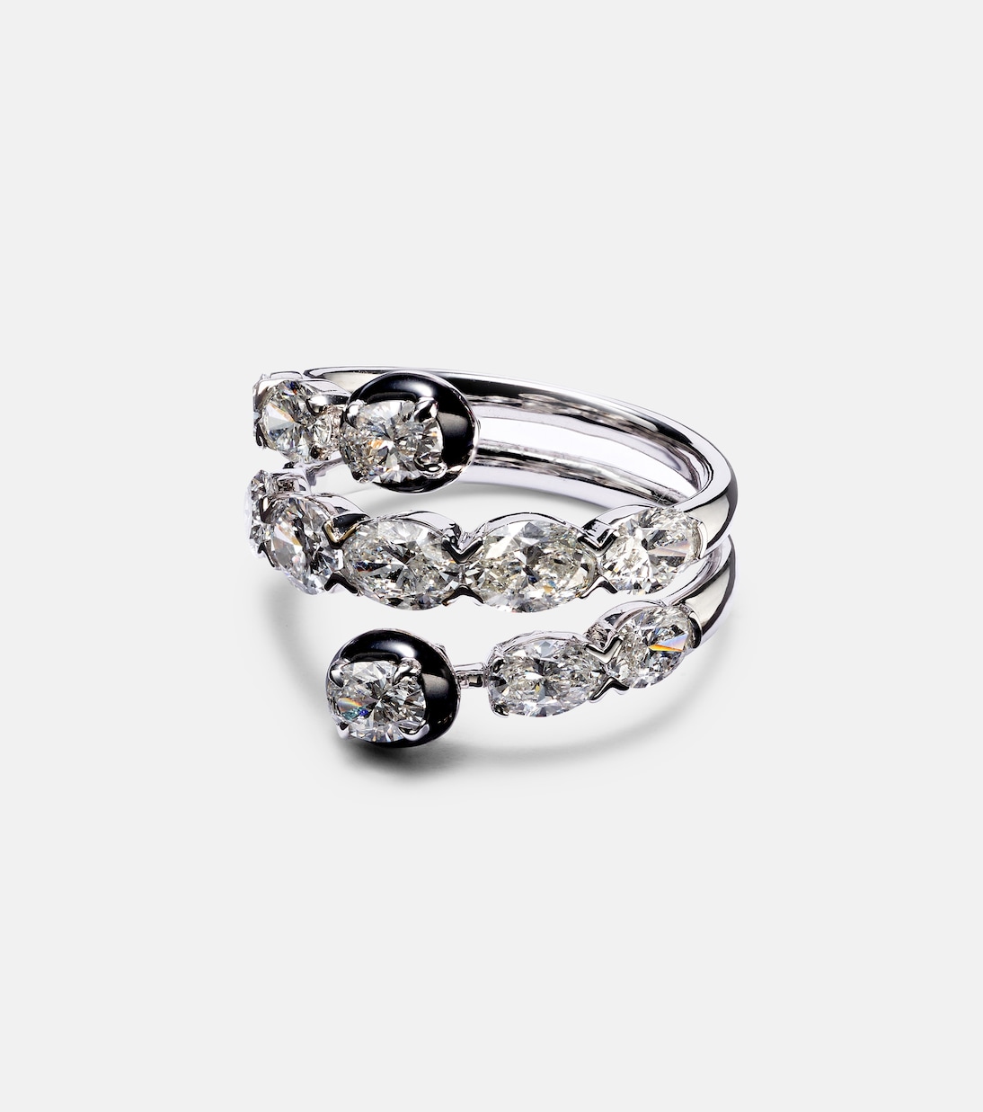 Anello in oro bianco 18kt e smalto con diamanti | Kamyen