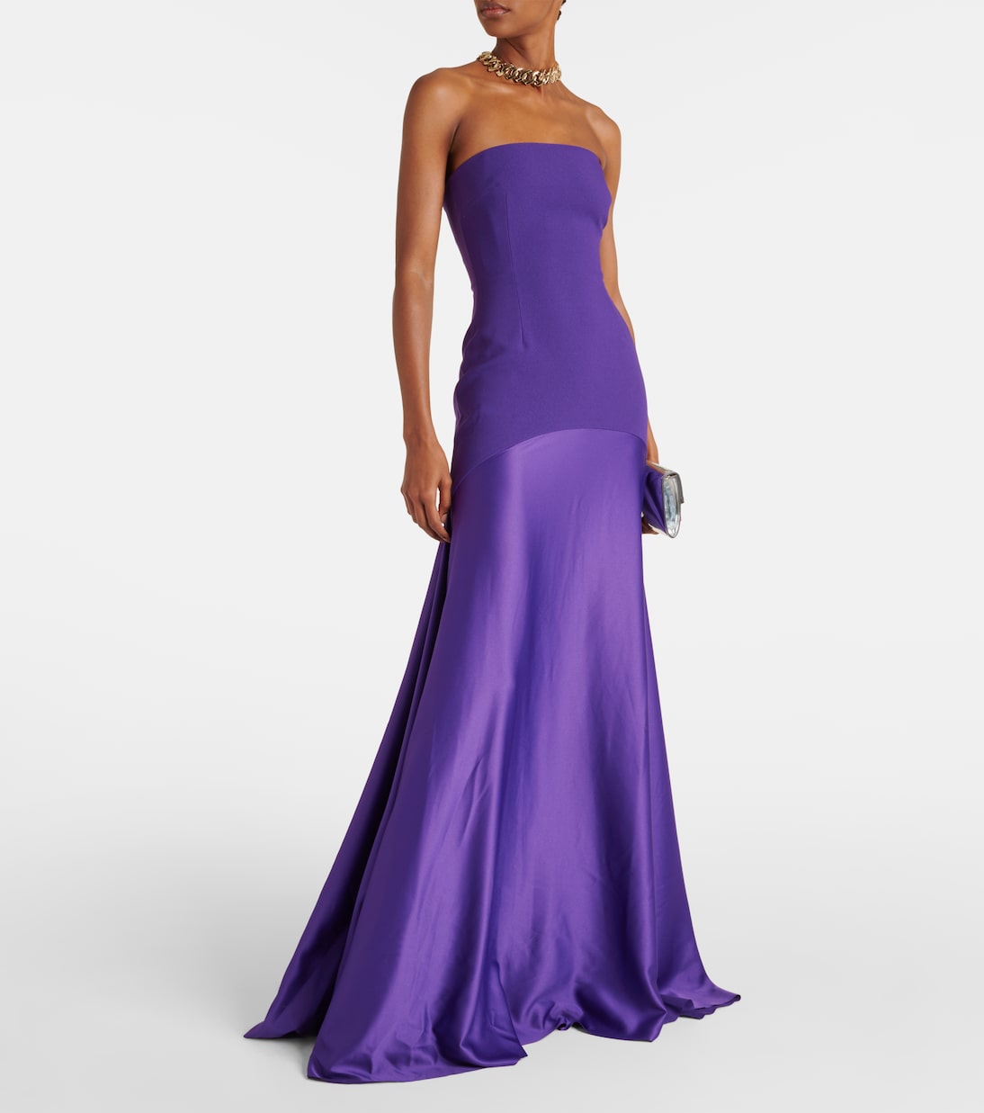 Off-Shoulder-Robe Alessandra aus Satin | Solace London