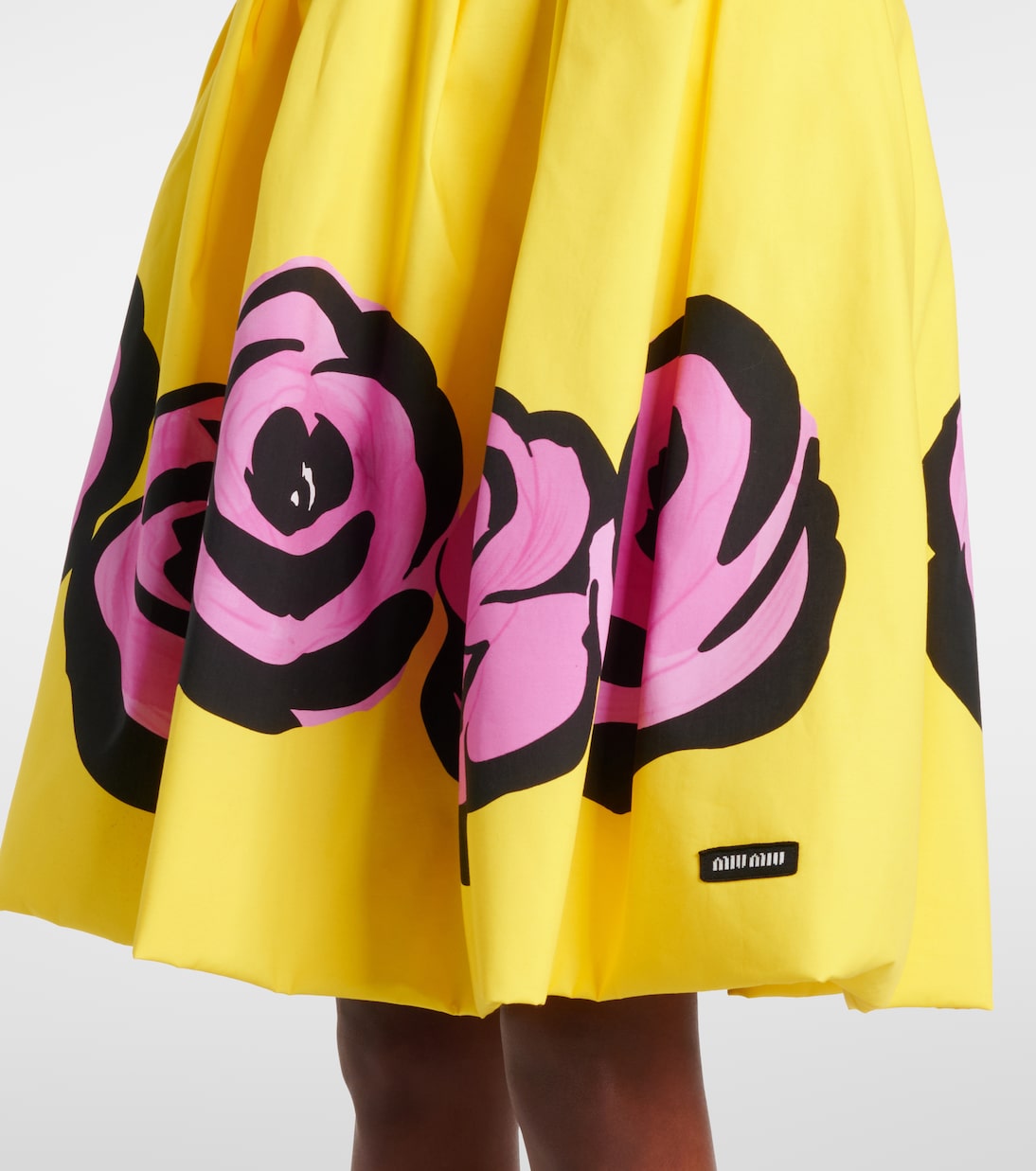 Gonna midi in popeline e jersey con stampa | Miu Miu