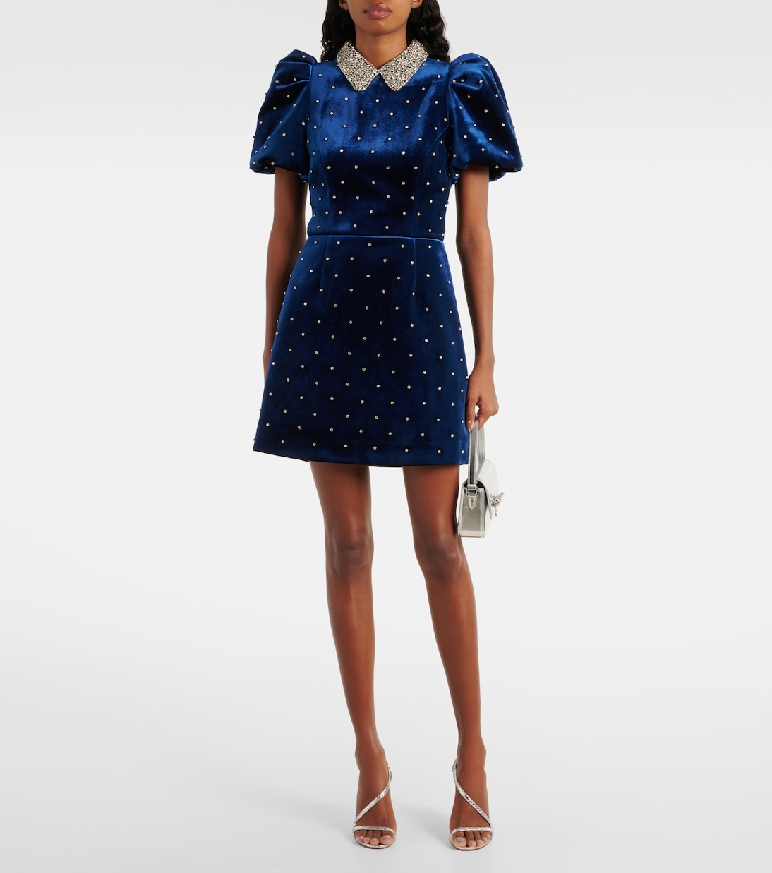 Vivicia embellished velvet minidress in blue Rebecca Vallance Mytheresa