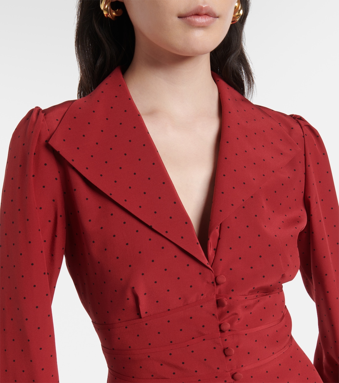 Abito midi in seta a pois | Alessandra Rich