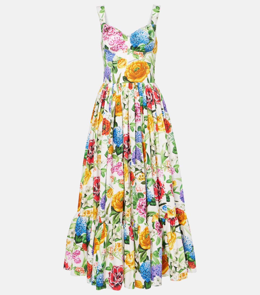 Robe longue en coton à fleurs | Dolce&Gabbana