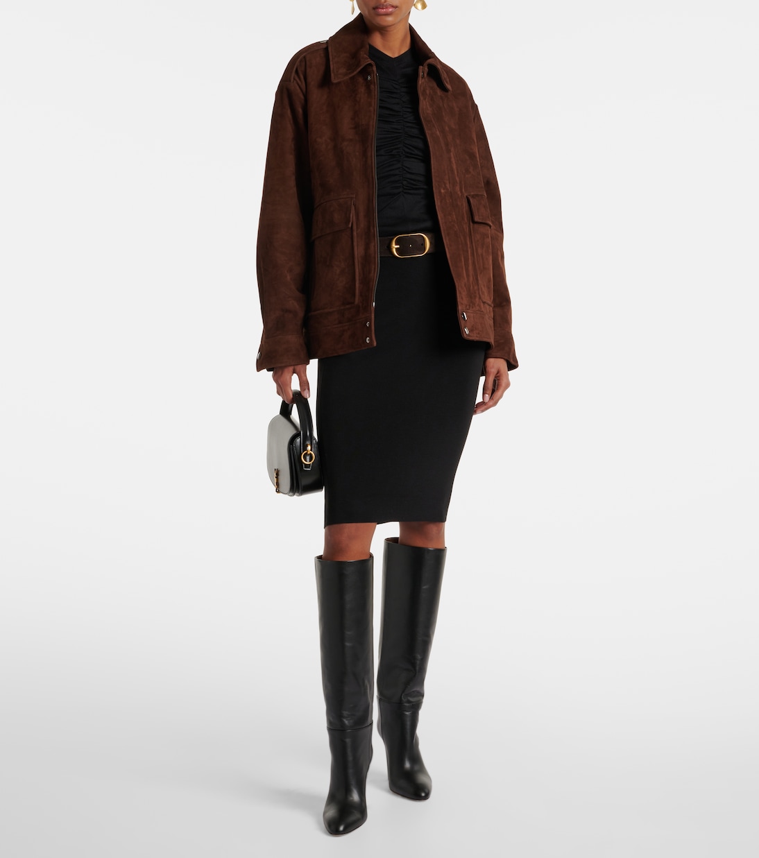 Giacca Drey in suede | Nour Hammour