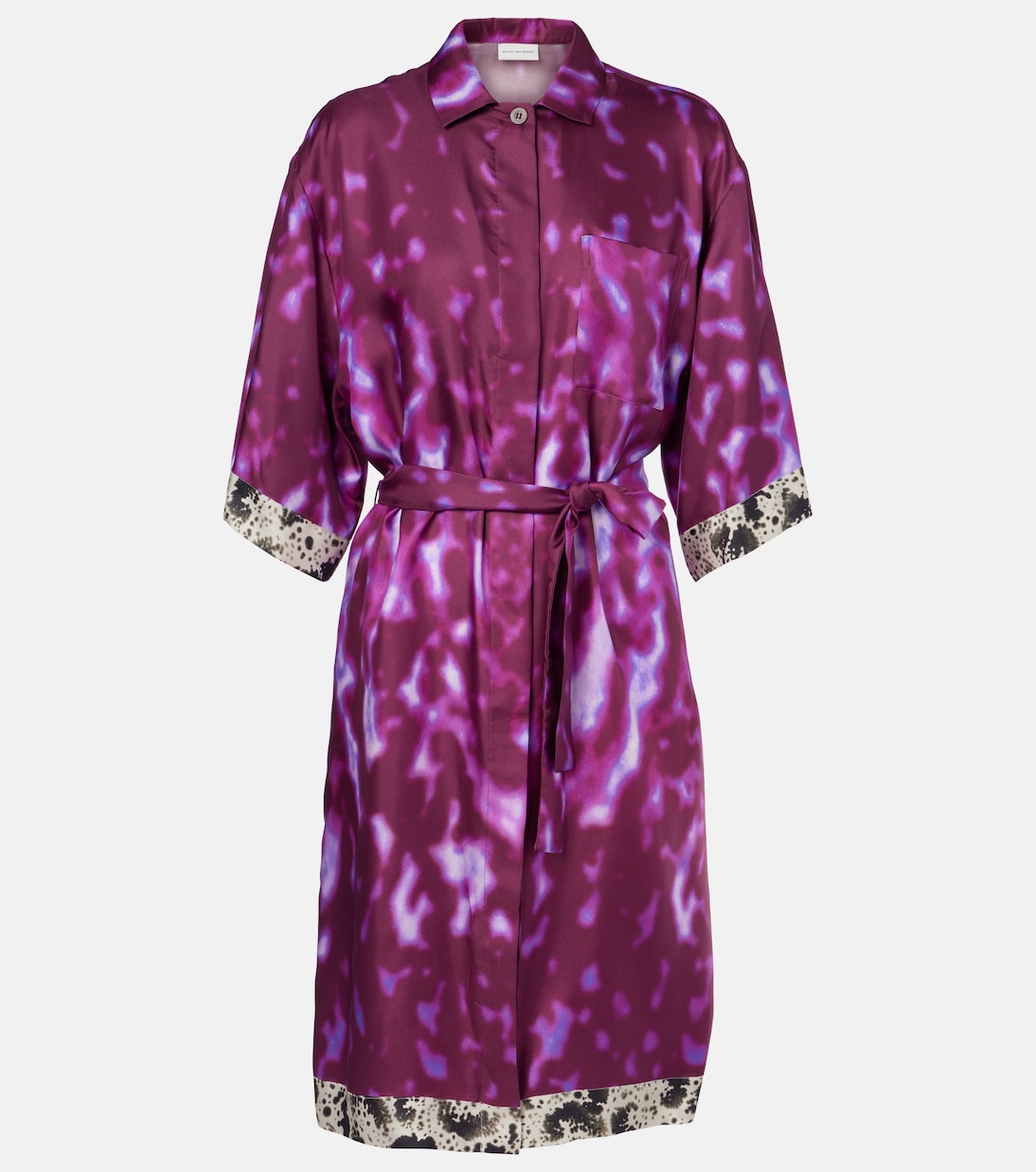 Abito chemisier in seta con stampa | Dries Van Noten