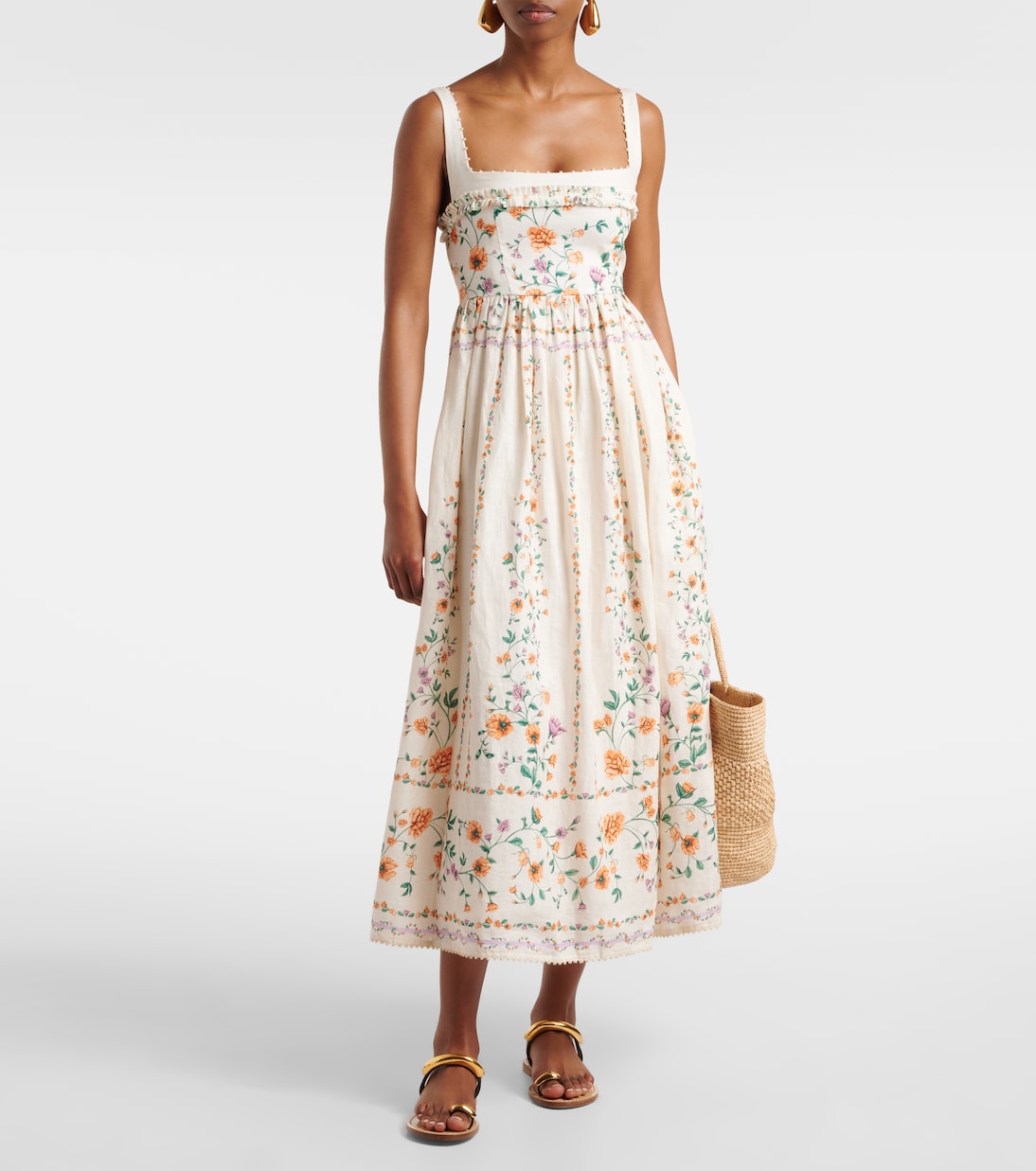 Barbara floral linen midi dress | Agua by Agua Bendita