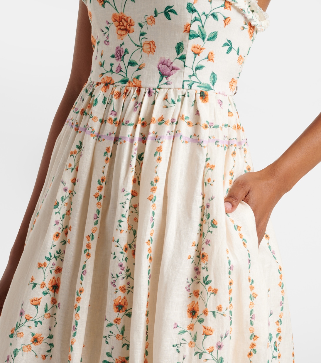 Barbara floral linen midi dress | Agua by Agua Bendita
