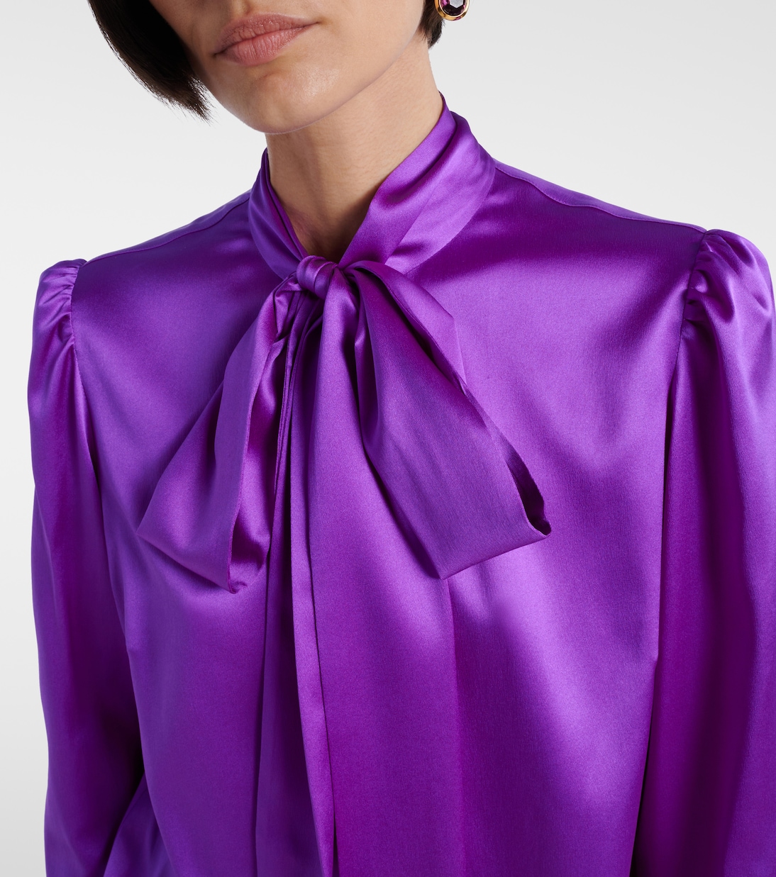 Tie-neck silk-blend satin blouse | Dolce&Gabbana