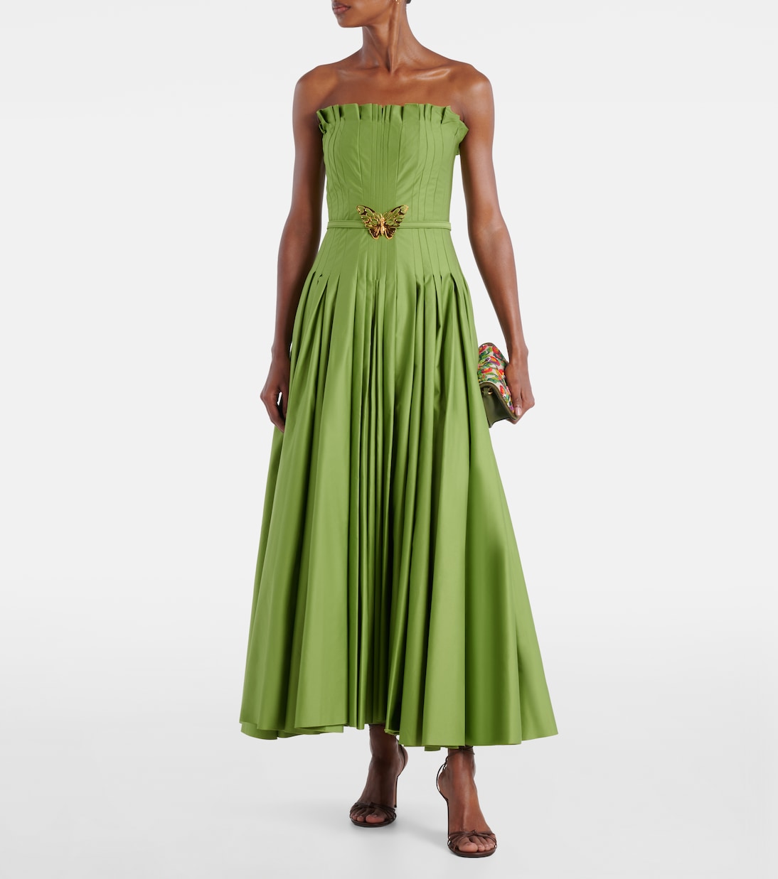 Abito lungo in cotone plissé | Oscar de la Renta