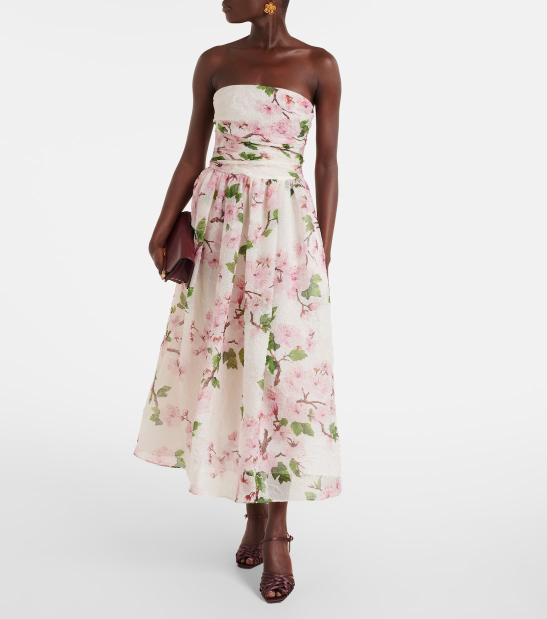 Vestido bustier de organza en mezcla de seda | Oscar de la Renta