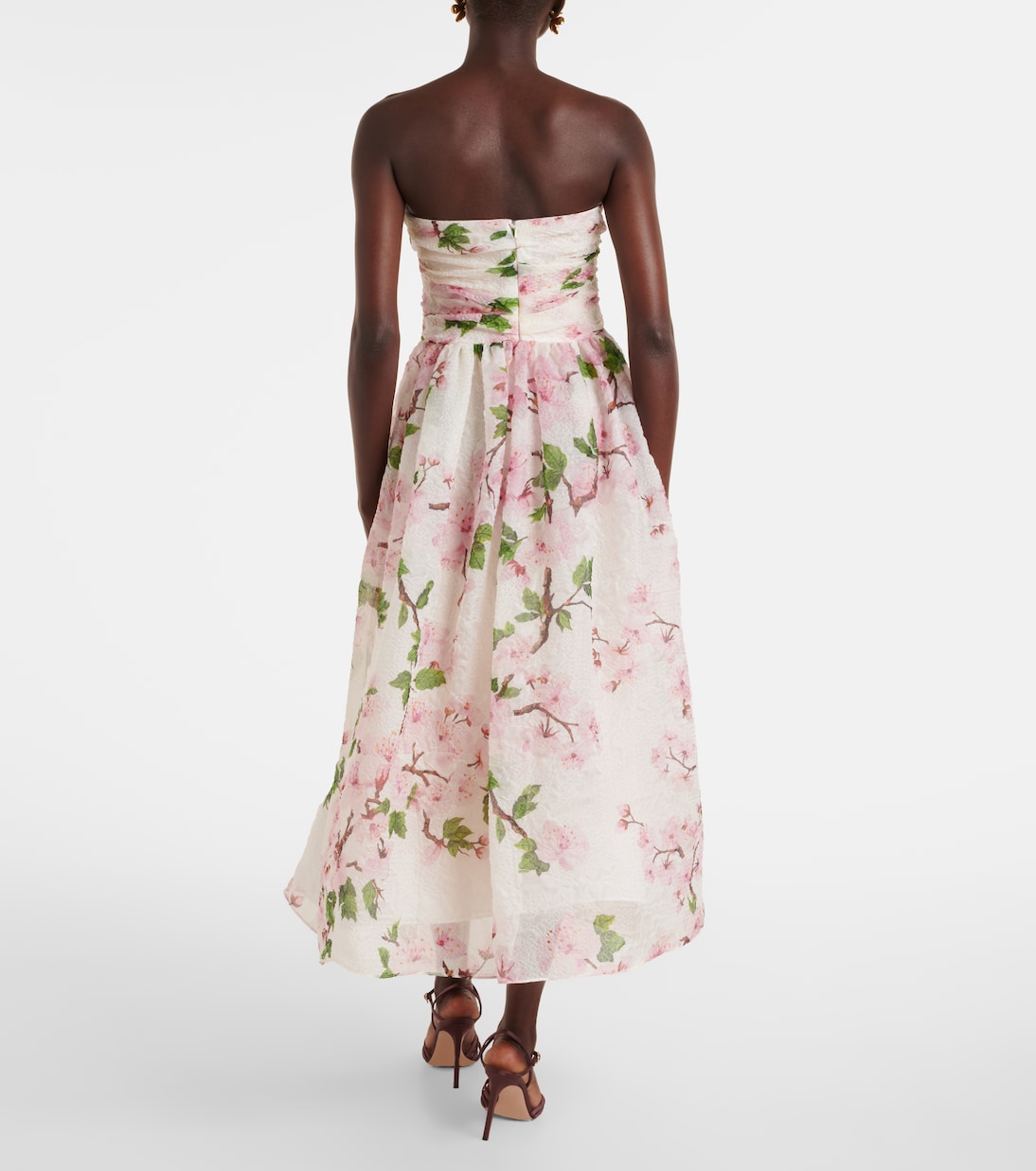 Vestido bustier de organza en mezcla de seda | Oscar de la Renta