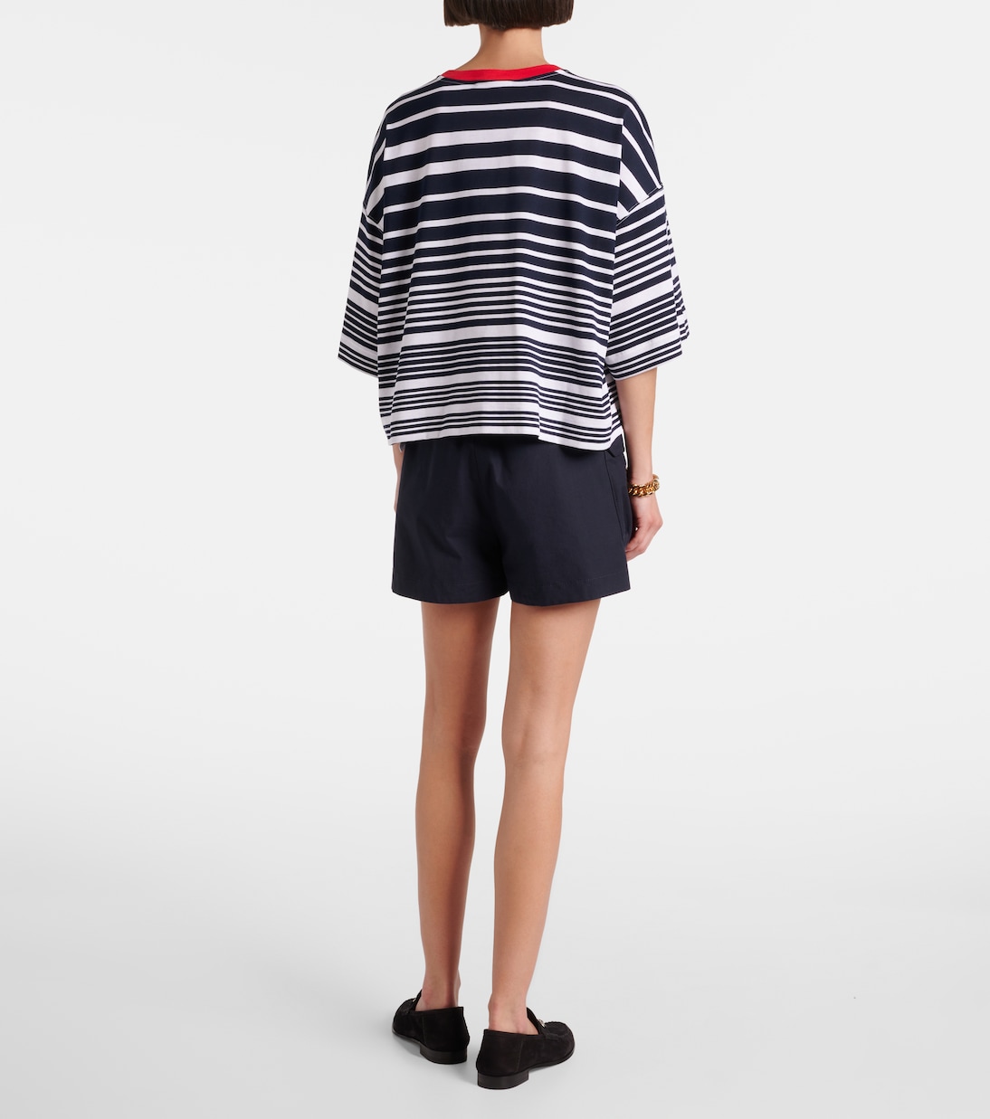 Camiseta cropped de algodón a rayas | Gucci