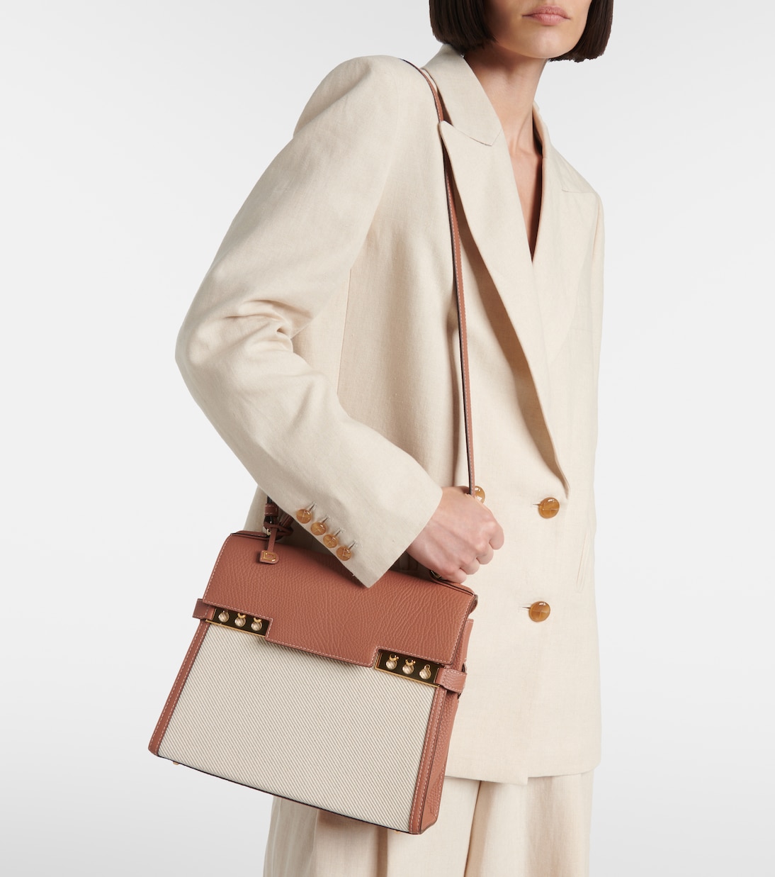 Tote Tempête MM aus Leder und Canvas | Delvaux