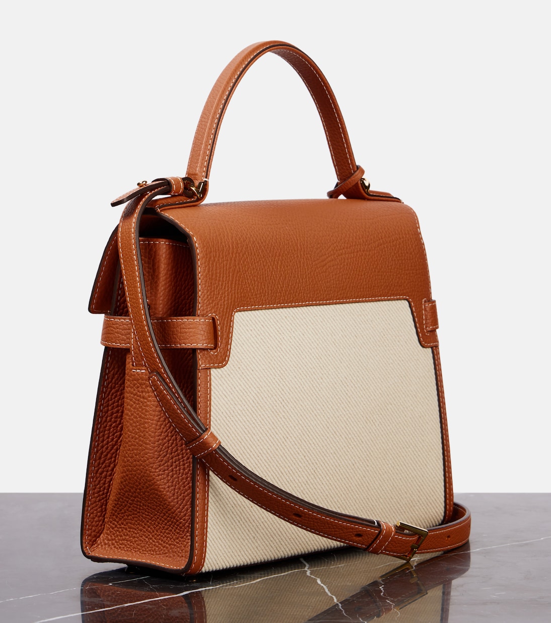 Tote Tempête MM aus Leder und Canvas | Delvaux