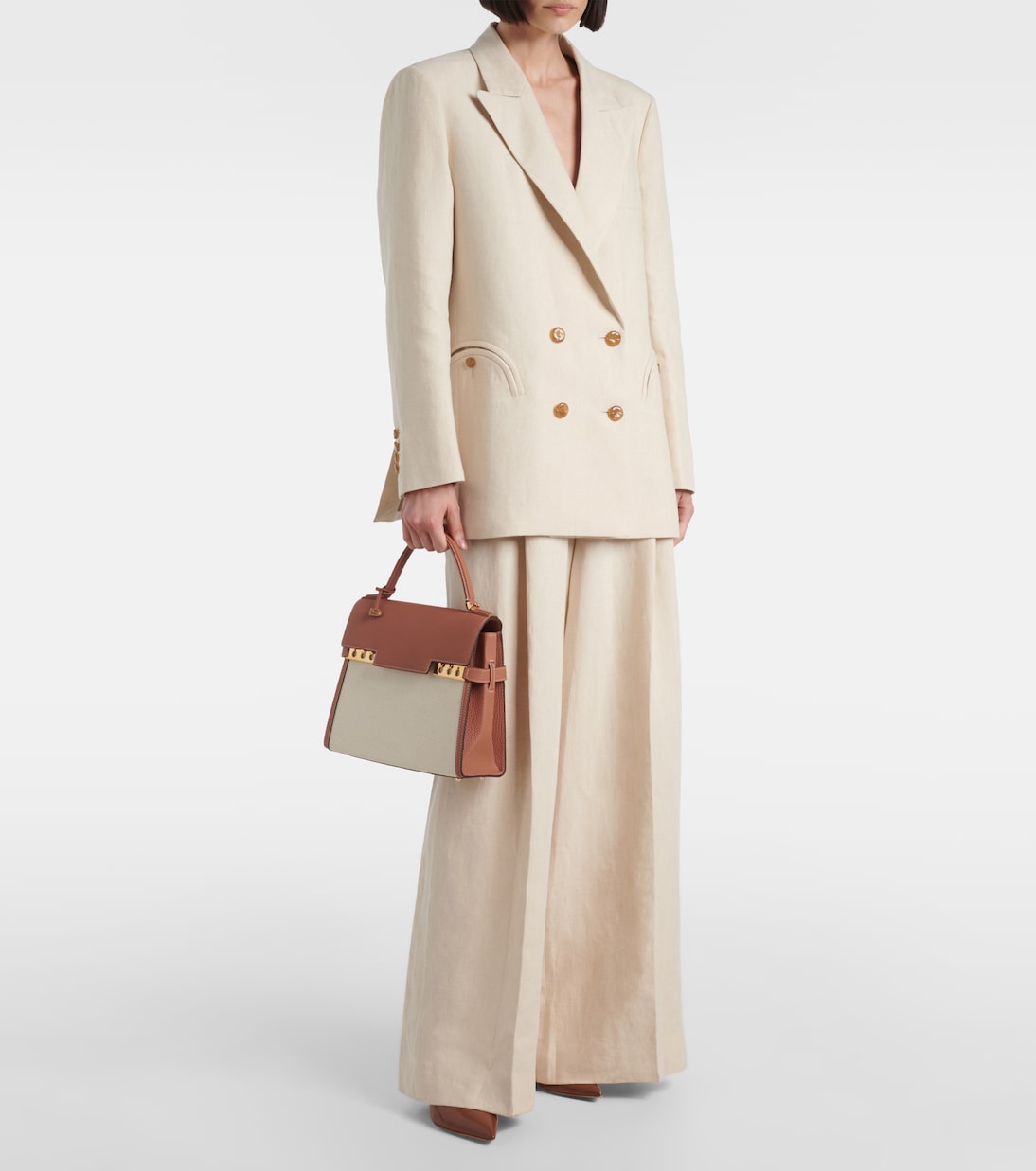 Tote Tempête MM aus Leder und Canvas | Delvaux