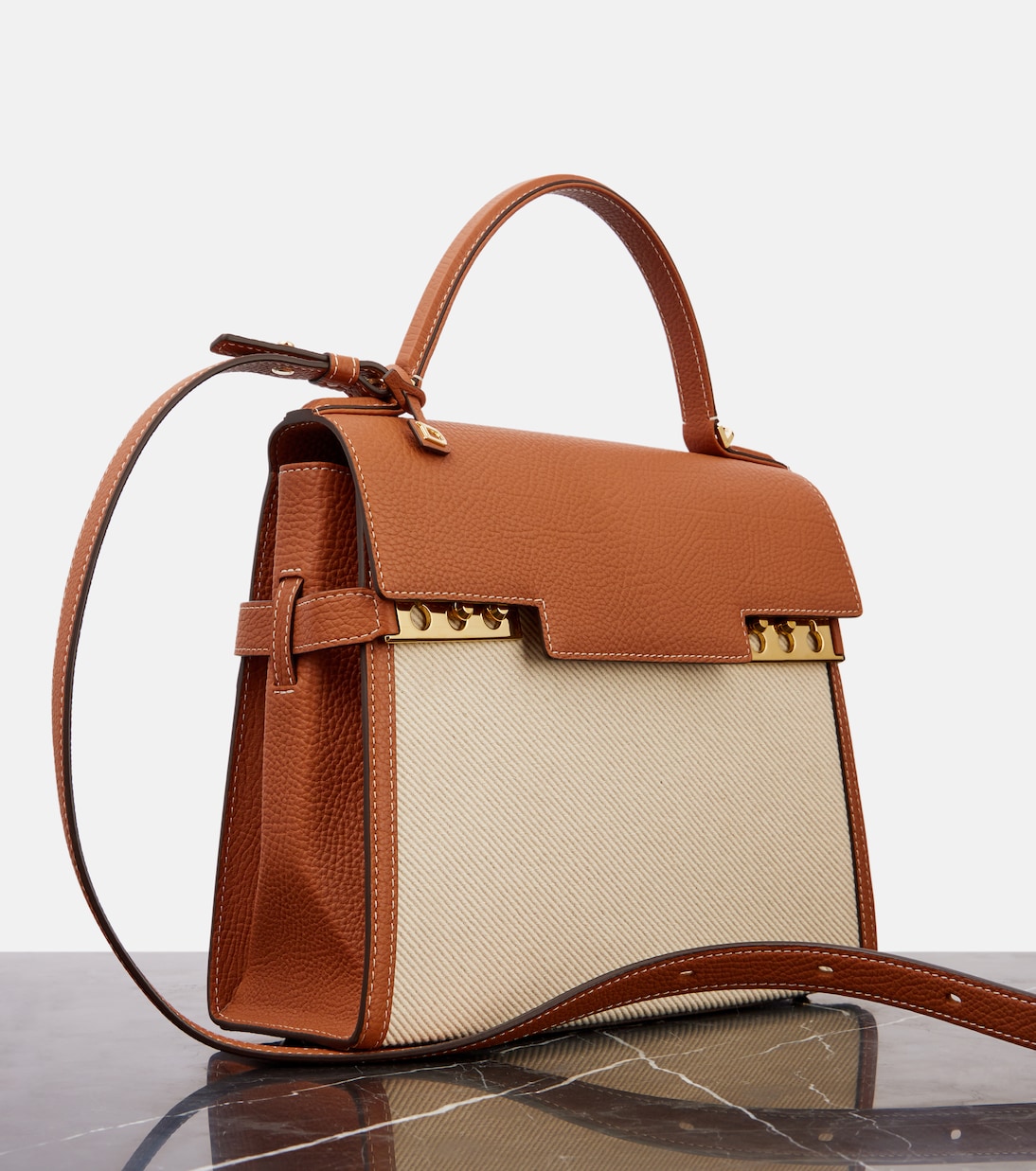 Tote Tempête MM aus Leder und Canvas | Delvaux