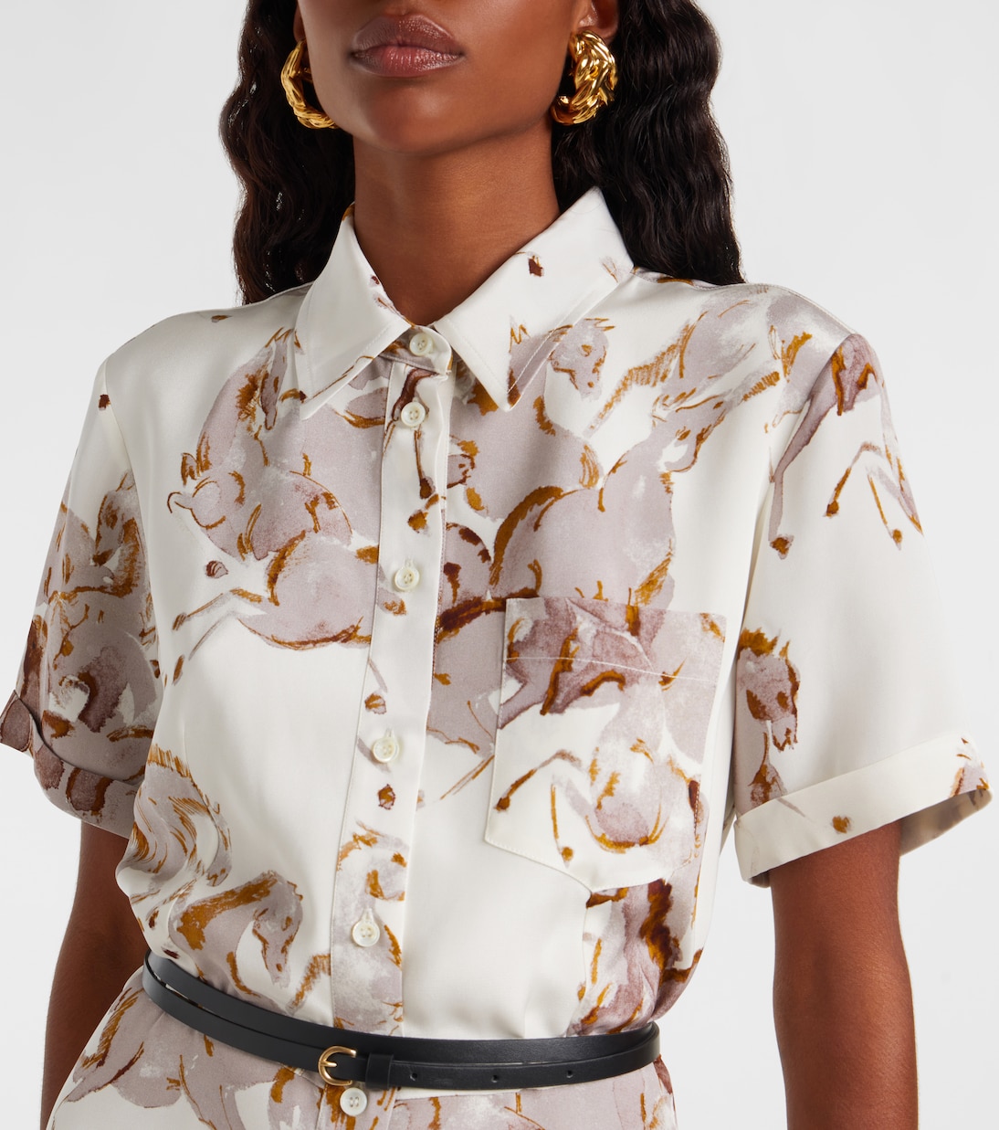 Robe chemise Kiera imprimée en soie | Altuzarra