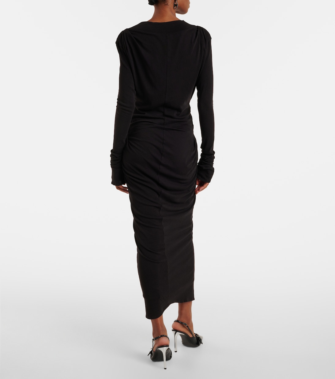 Gathered cotton-blend jersey maxi dress | Entire Studios