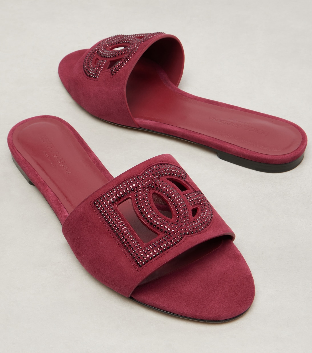 DG crystal-embellished suede slides | Dolce&Gabbana