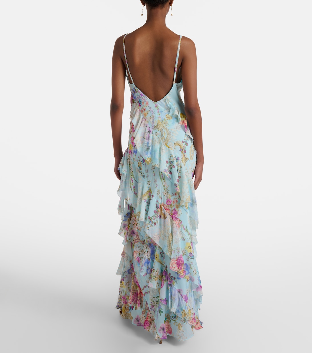 Floral ruffled silk slip dress | Camilla