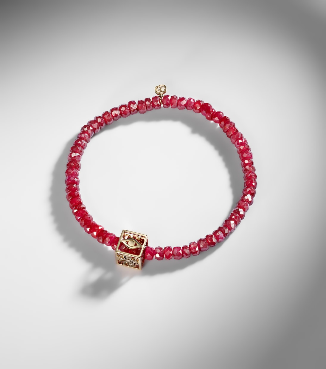 Open Icon 14kt gold beaded bracelet with rubies and diamonds | Sydney Evan