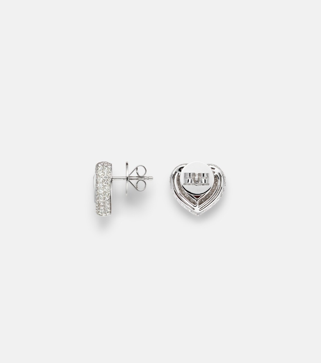 Heart 18kt white gold earrings with diamonds and rubies | Kamyen