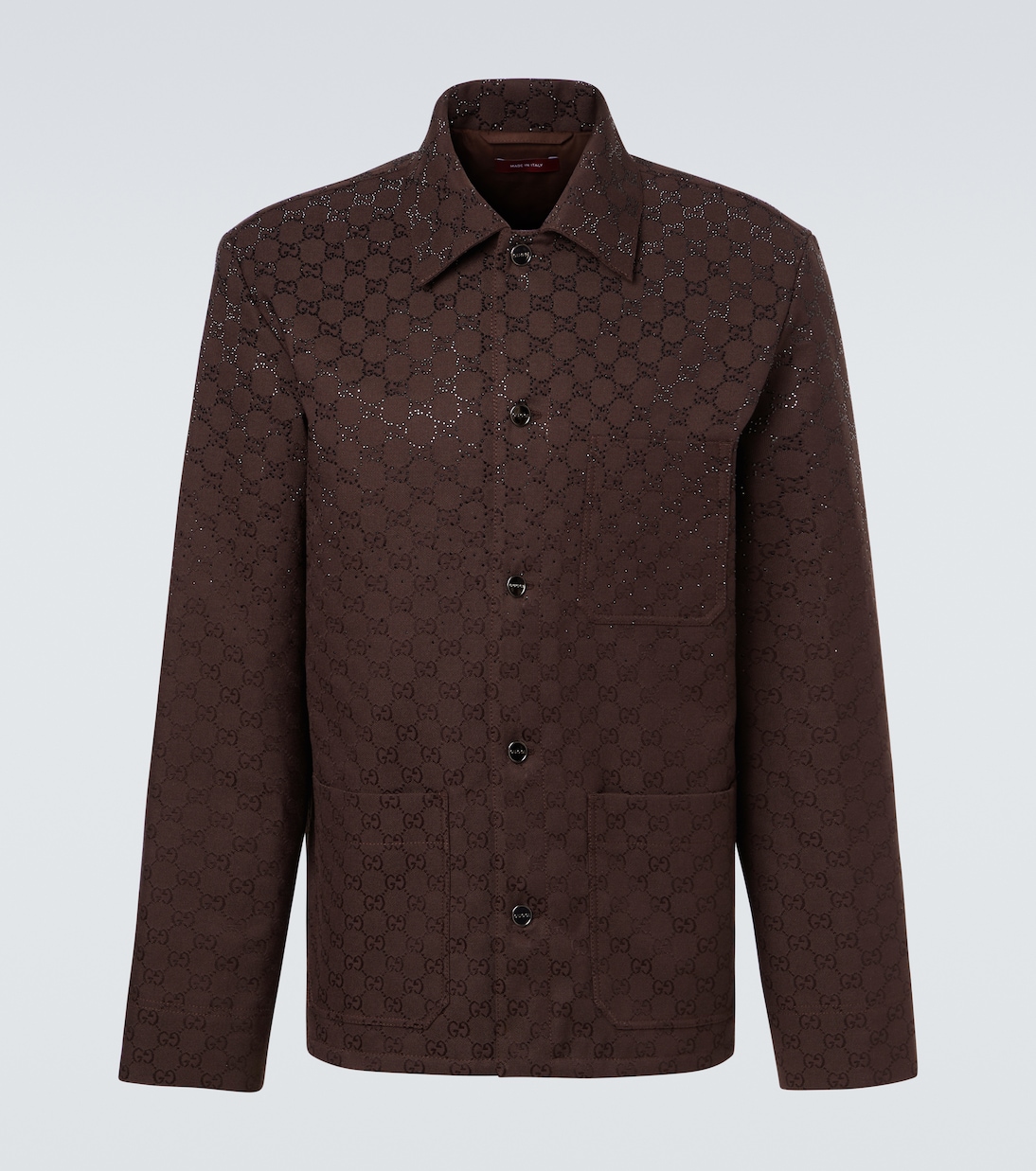 Chaqueta en mezcla de algodón con GG adornada | Gucci