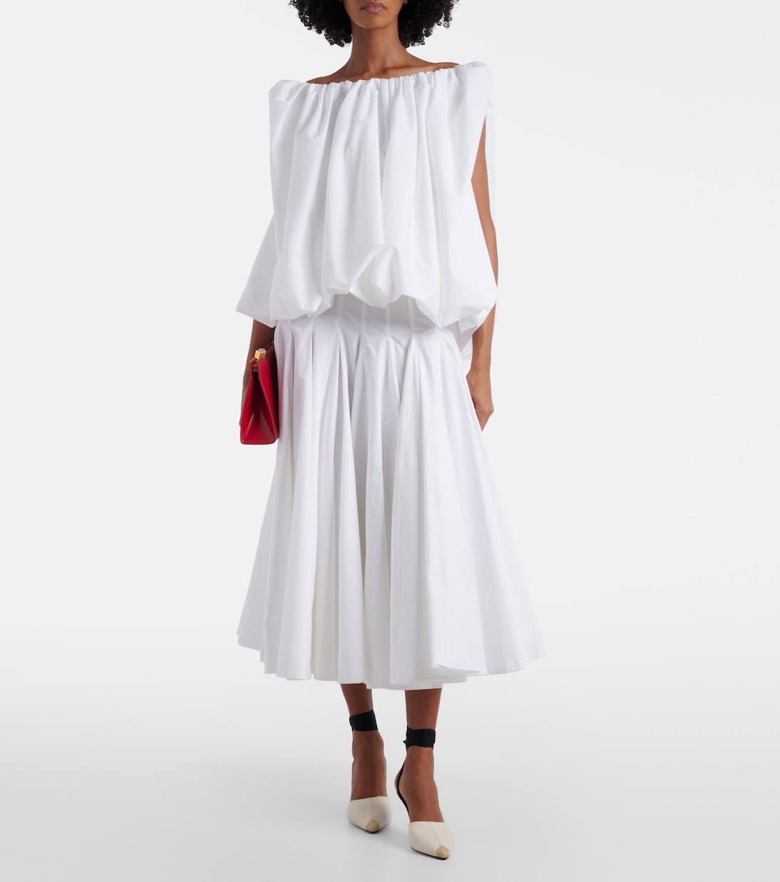 Lavande gathered off-shoulder cotton-blend top | Jacquemus