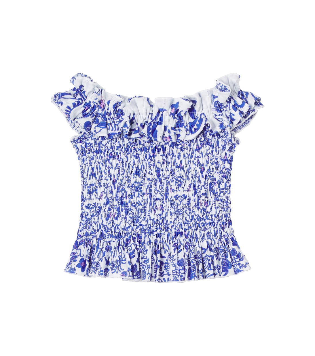 Alitza floral smocked cotton top | Poupette St Barth Kids