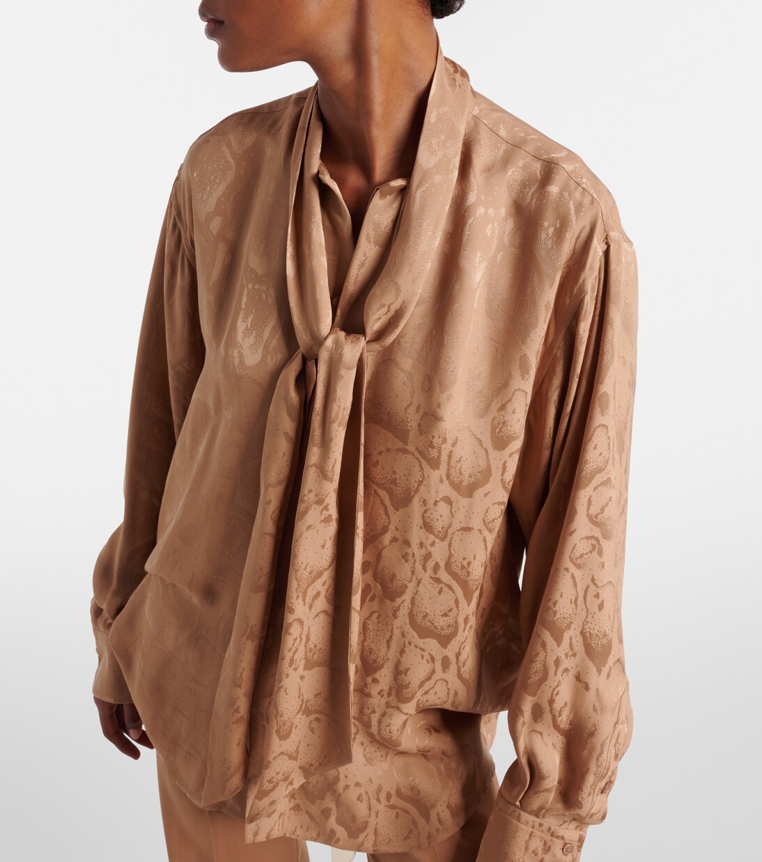 Leopard-print silk-blend jacquard blouse | Stella McCartney