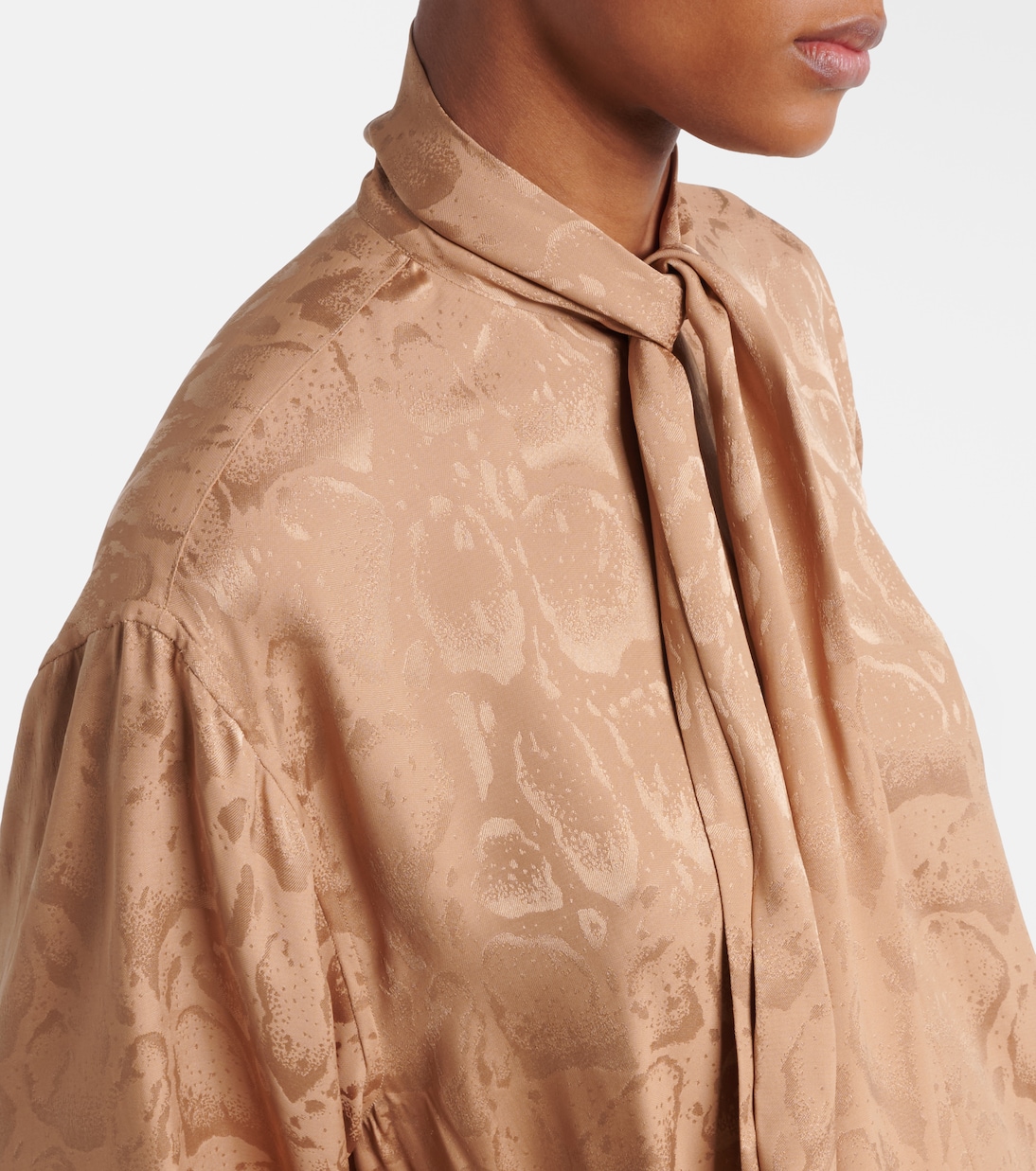 Leopard-print silk-blend jacquard blouse | Stella McCartney