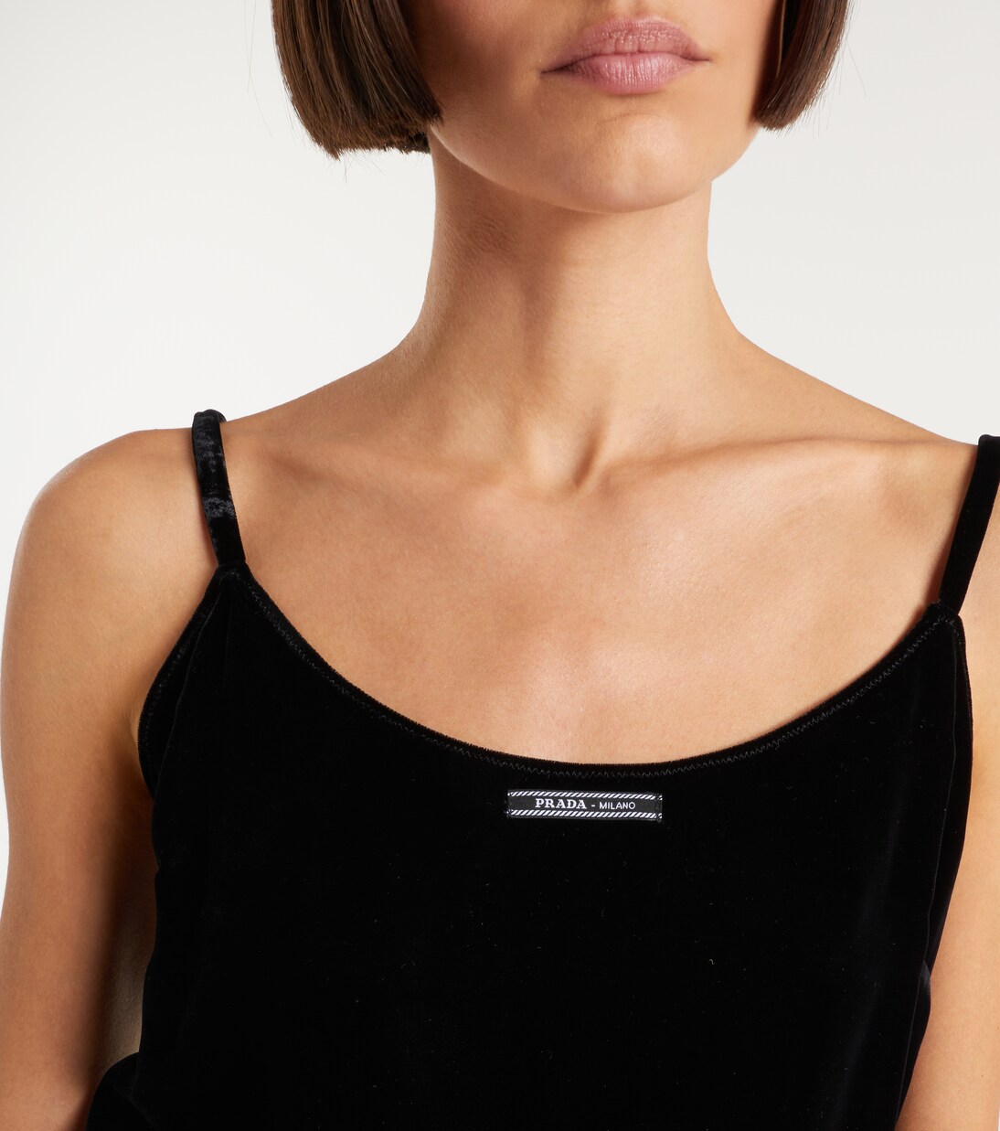 Top aus Samt mit Spitze | Prada